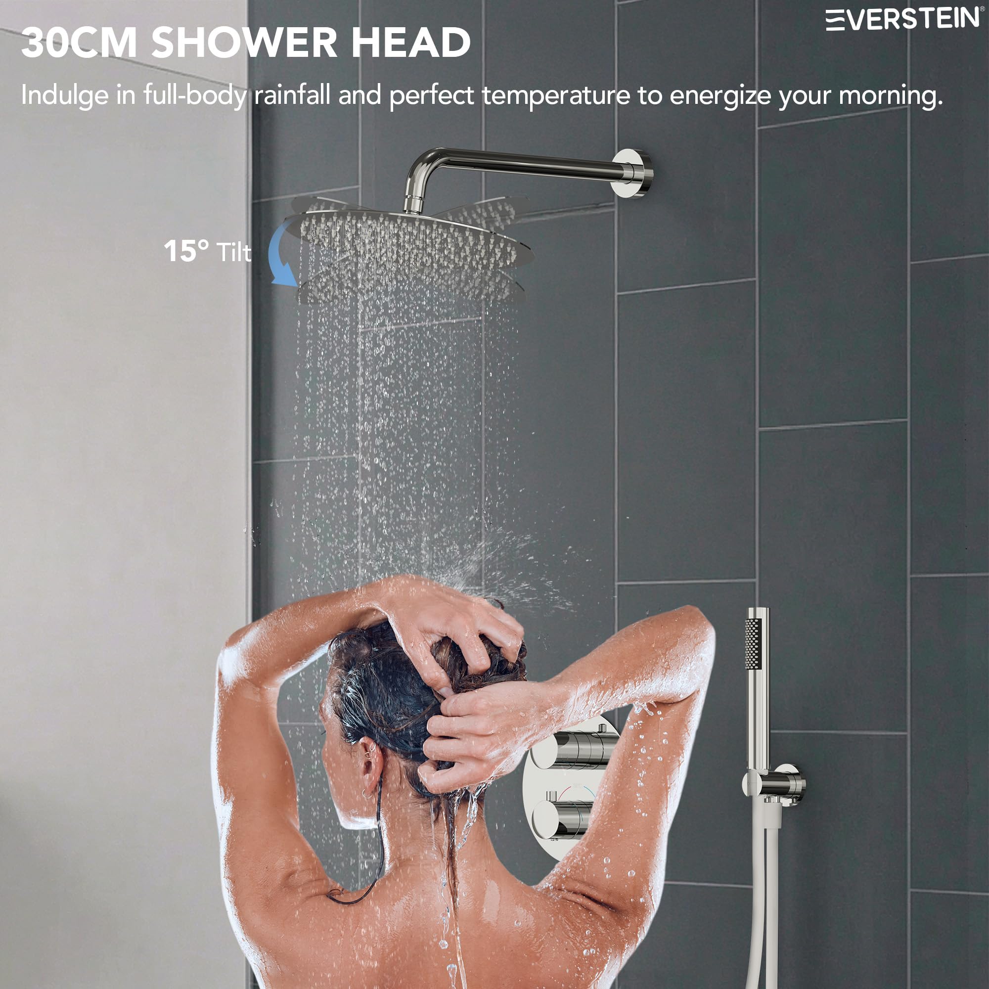 Unterputz Duscharmatur mit Thermostat Regendusche Chrom