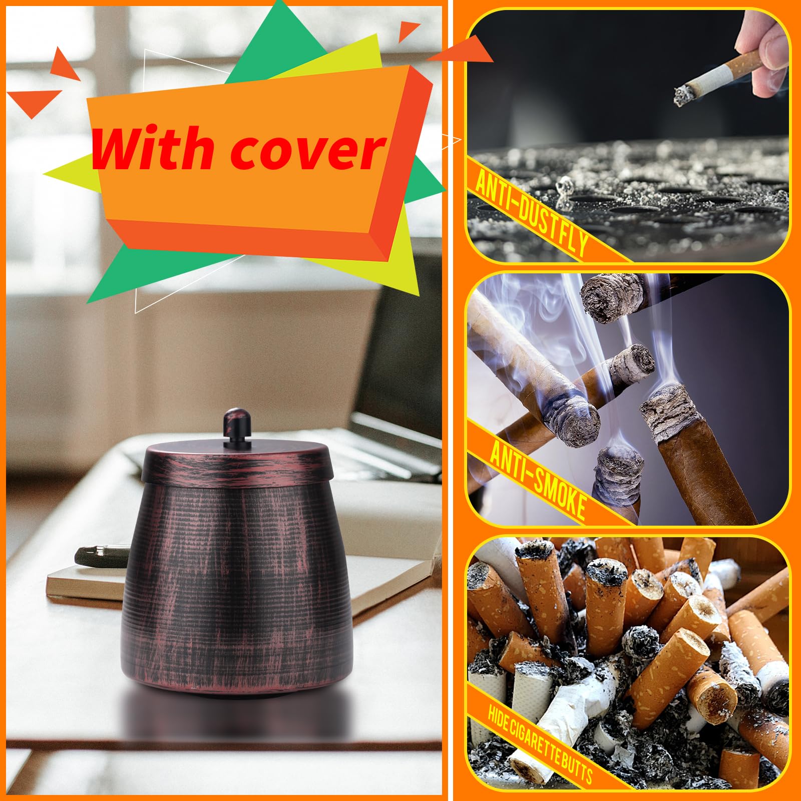 Amazon.com: Outdoor Ashtrays for Patio with Lid, Outdoor Ash Tray Sets for  Cigarettes, Home Ashtray with Lid for Outside, Cool Indoor Big, 01 (Red,  Large) : Home & Kitchen