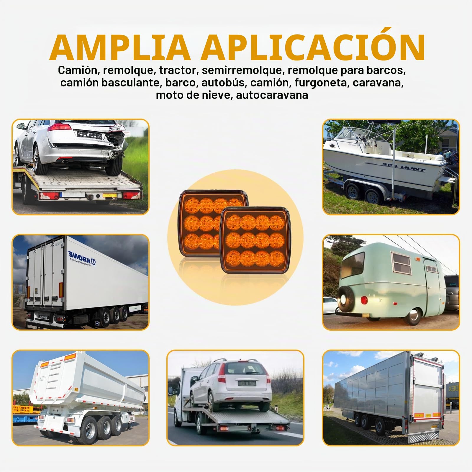 AOHEWEI Luces de advertencia LED inalámbricas ámbar, 12 V/24 V Luces intermitentes de advertencia traseras con imán, luces estroboscópicas de emergencia recargables para vehículos de camiones