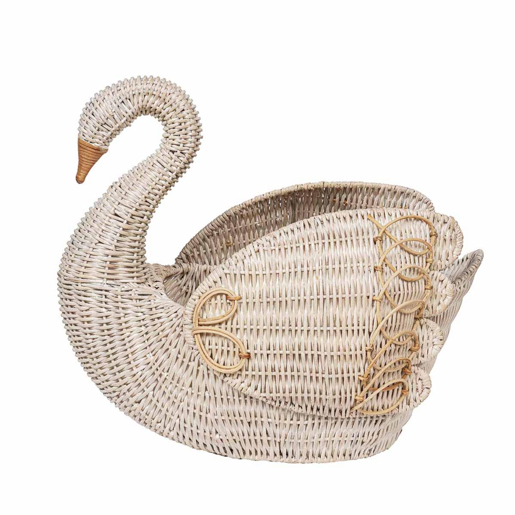 Akiki swan blouseⅡ / white Amazon.com: Juliska Provence Rattan Swan Basket - Whitewash : Home
