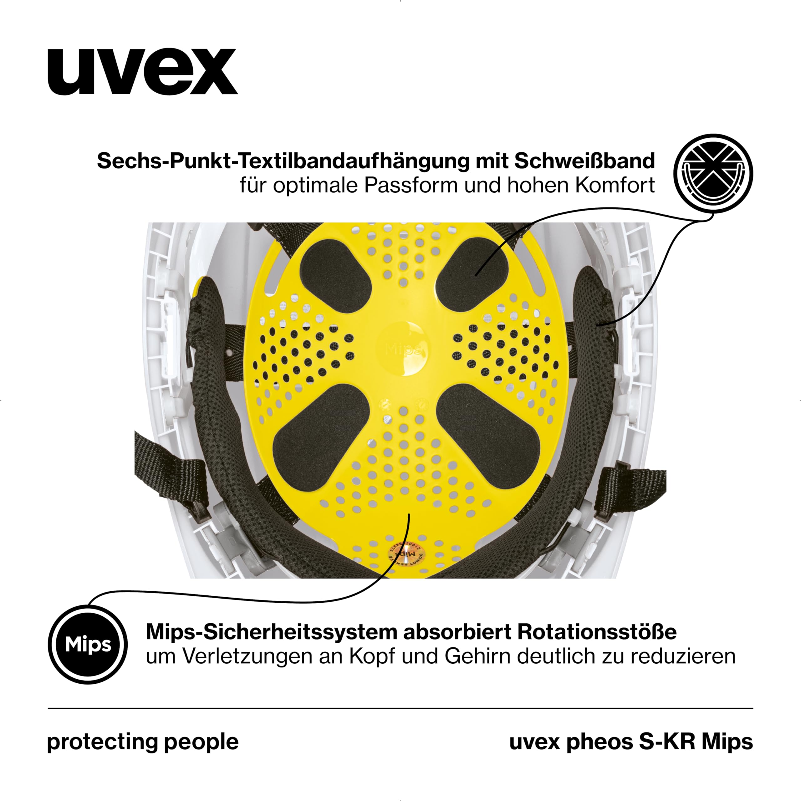 UVEX PHEOS S-KR MIPS CASQUE DE PROTECTION INDUSTRIEL AVEC TECHNOLOGIE MIPS, RÉGLAGE EN CONTINU De La Largeur Et Ventilation Clim 83280912