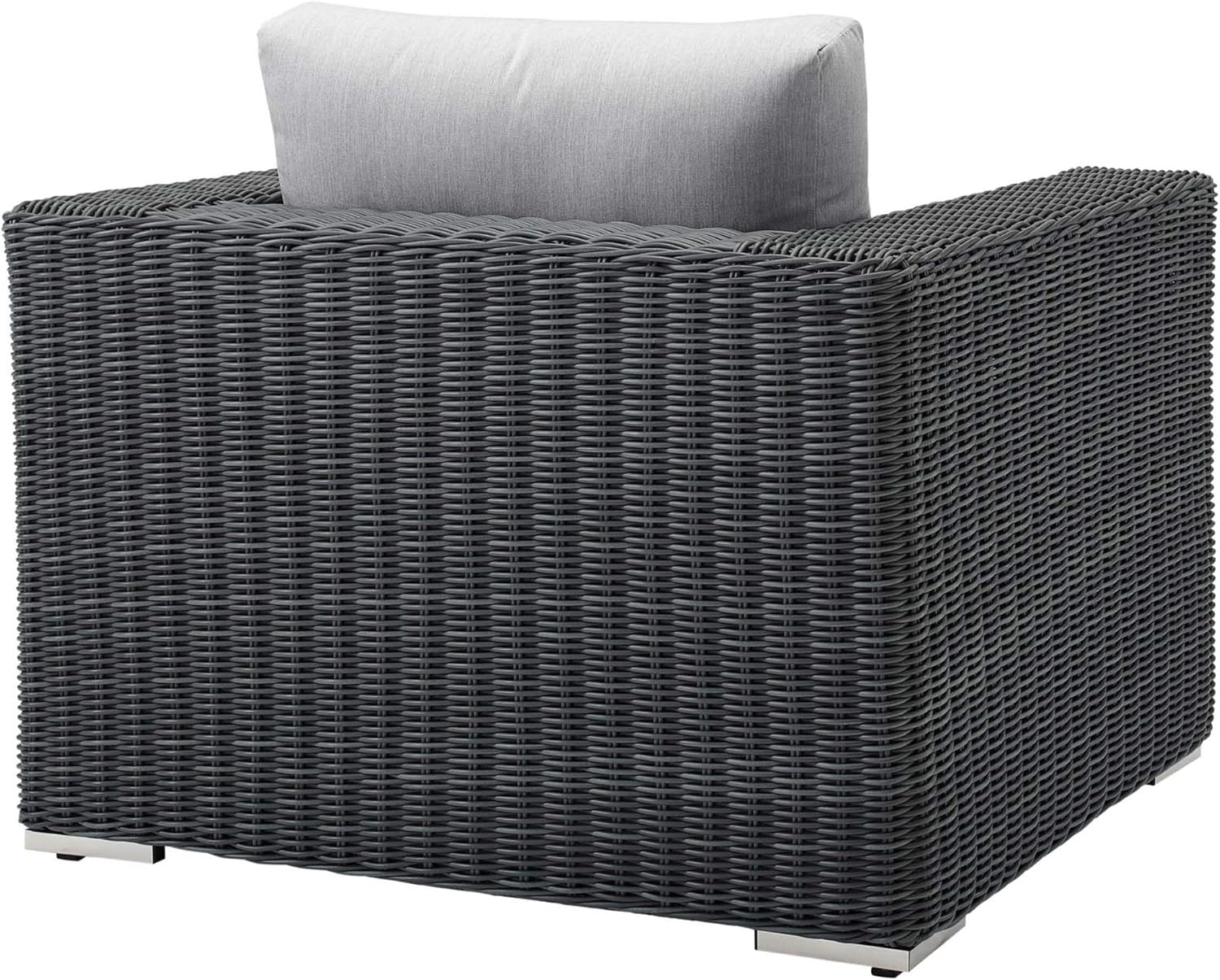 Ergode Summon Wicker Rattan Outdoor Patio Sunbrella Armchair in Canvas Gray