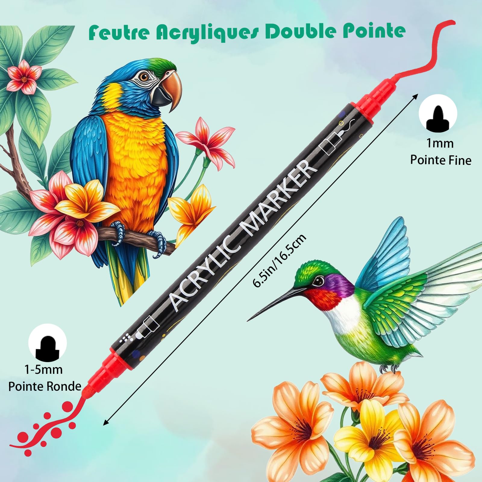 AEDAGA 80 Couleurs Feutre Acrylique, Marqueur Acrylique Double Pointe