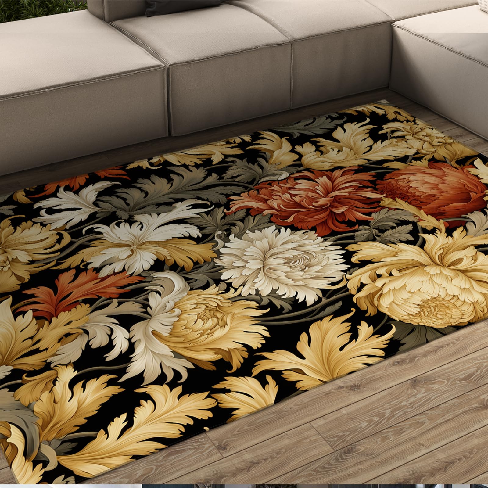 Dywaniki do wnętrz i na zewnątrz do salonu kwiatowy zmywalny dywan boho dom wiejski antypoślizgowe maty pod drzwi do wejścia na taras werandę patio 160 x 230 cm