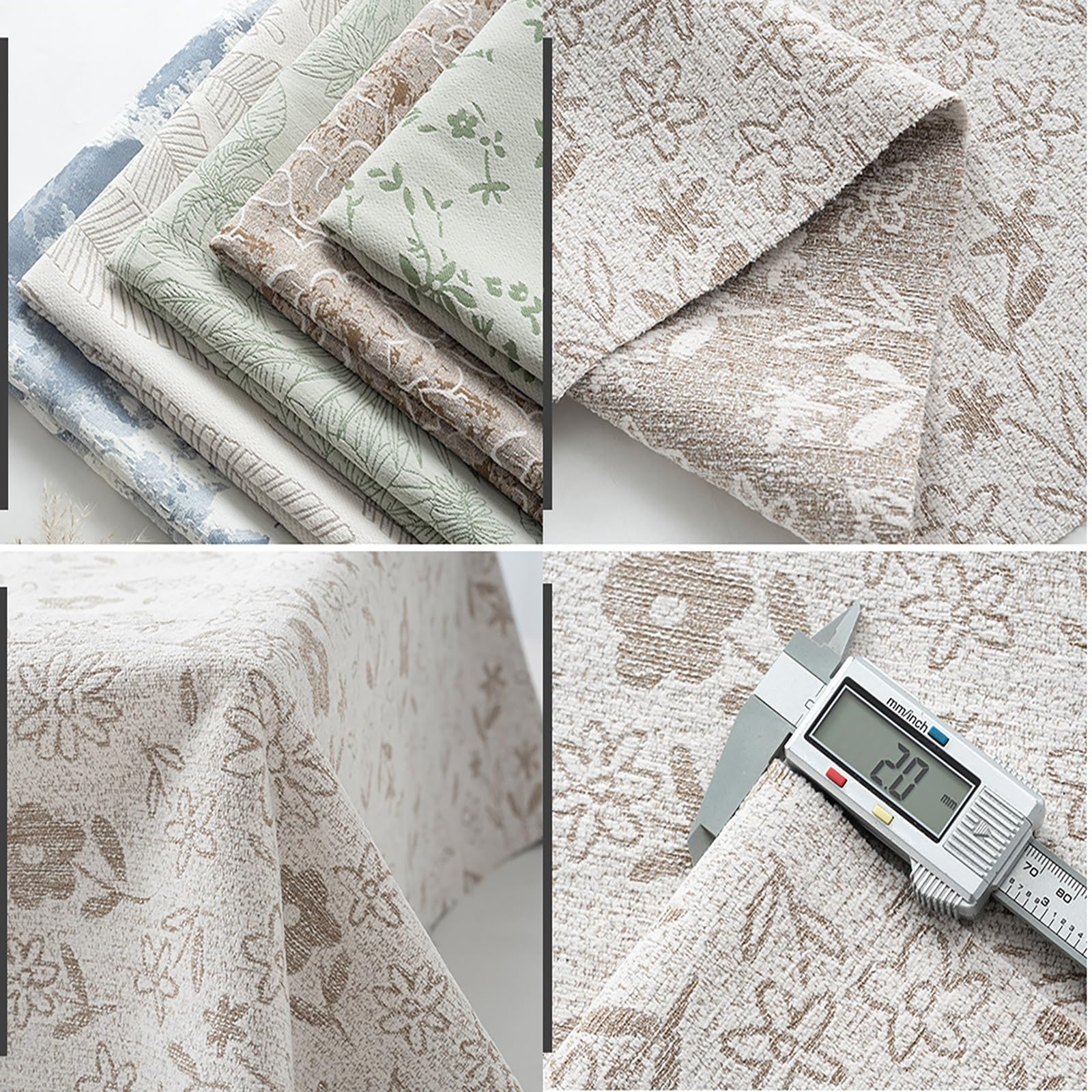 Tissu Chenille Polyester D'ameublement Tissage Uni Doux Matériau Pour Housses De Canapé Coussins Rideaux Décoration Intérieure DIY 2.8m Large Vendu Au Mètre(White Dense Floral)