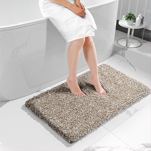Miniatura 17 de Yimobra Alfombras de baño para baño, 32 x 20 pulgadas, ultra suaves y absorbentes de agua, alfombras de ducha de felpa antideslizantes, tapetes Gris