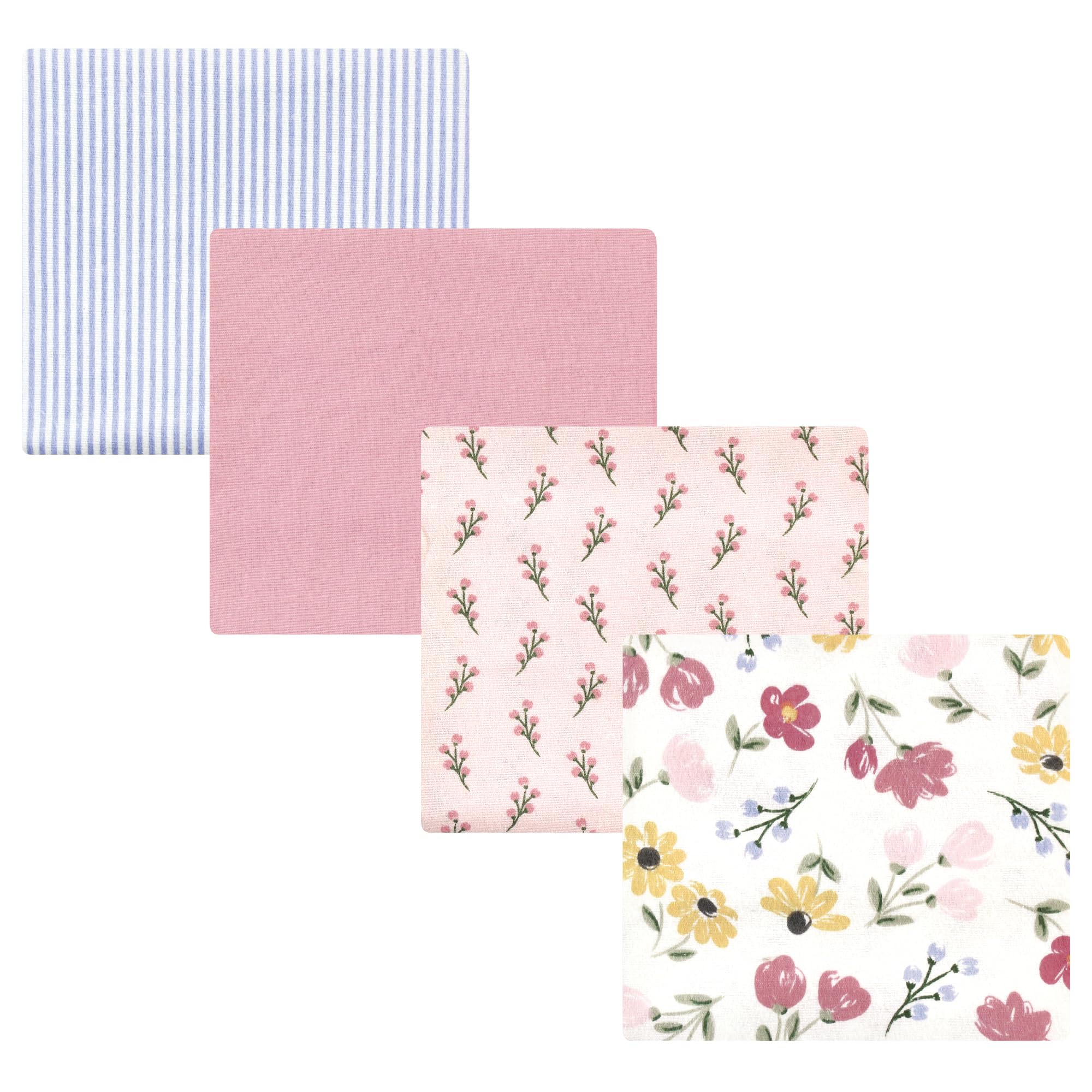 Hudson Baby Unisex Baby Cotton Poly Flannel Receiving Blankets, Soft Painted Floral, One Size