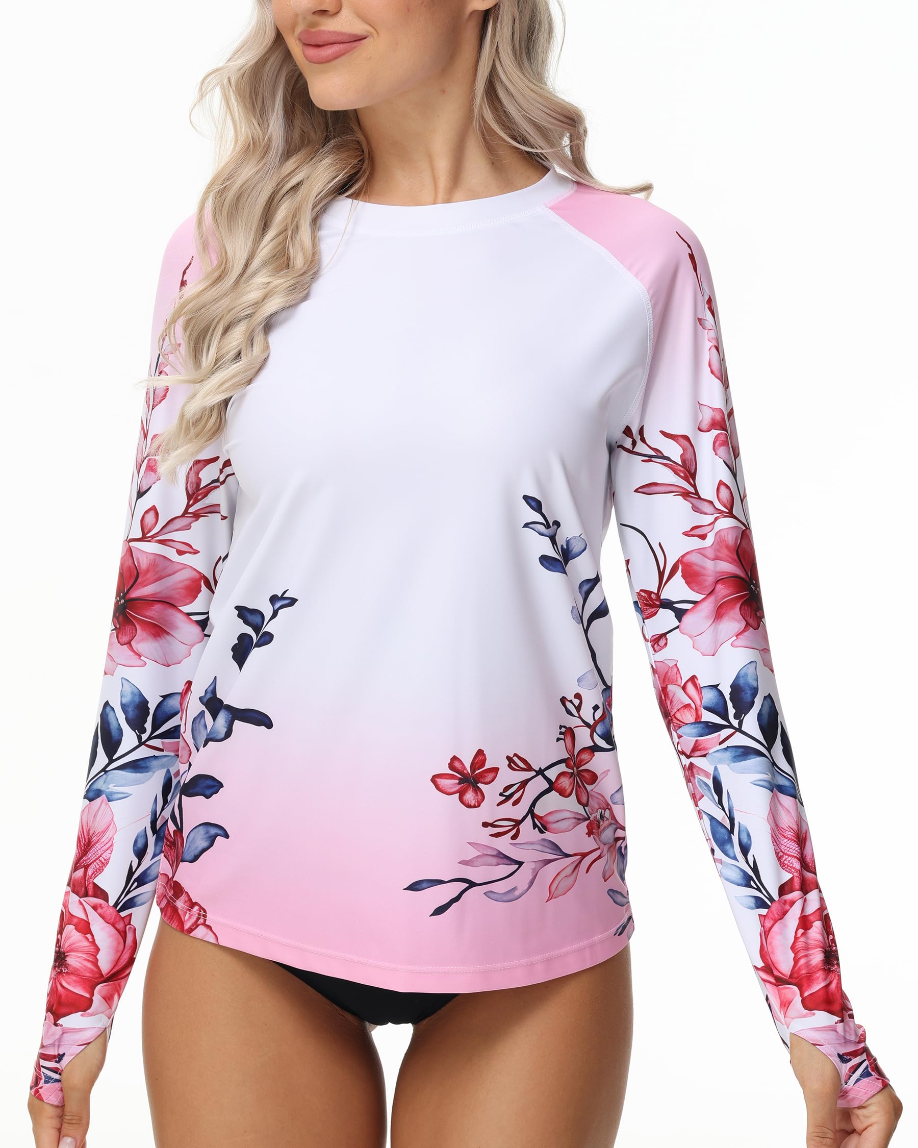 VAYAGER Damen Rashguard UV-Schutz Shirt Langarm UPF 50+ Schwimmshirt für Wasser Strand Surfen Schwimmen Schnelltrocknend