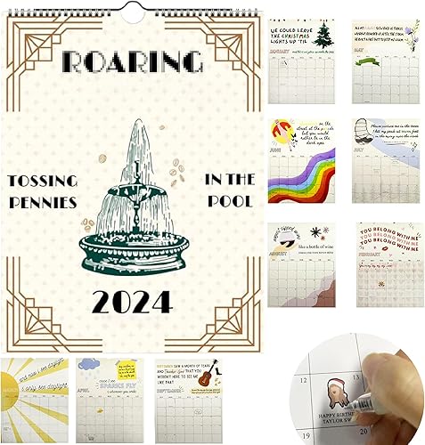 Calendario rugiente 2024 de enero de 2024 a diciembre de 2024, E-ras T-our Calendario, pósteres musicales, portada de álbum, póster, calendario,