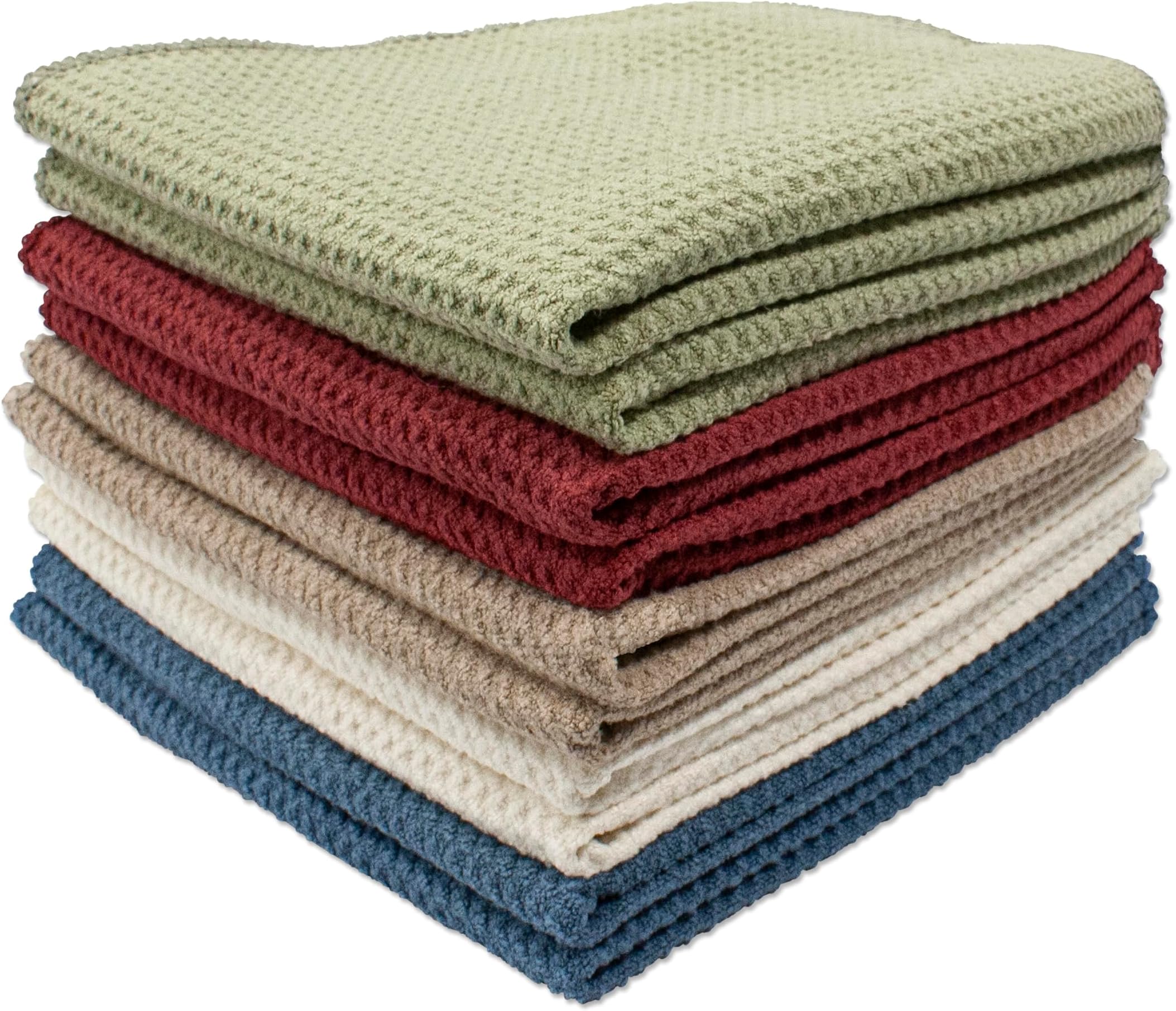 Microfiber Ultra Absorbent Fast-Drying Waffle Weave Dish Cloths for Kitchen Cleaning, Dishwashing, and Spills, Durable and Reusable, Soft on Surfaces, 13x13 Inches, 10-Pack