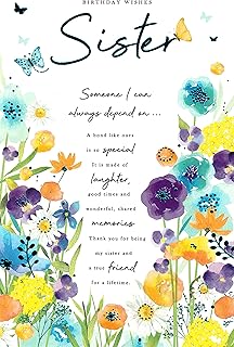 Sister Birthday Card - Size 6" X 9" - We also have birthday cards/christmas cards/thank you cards/wholesale/multipack (D89