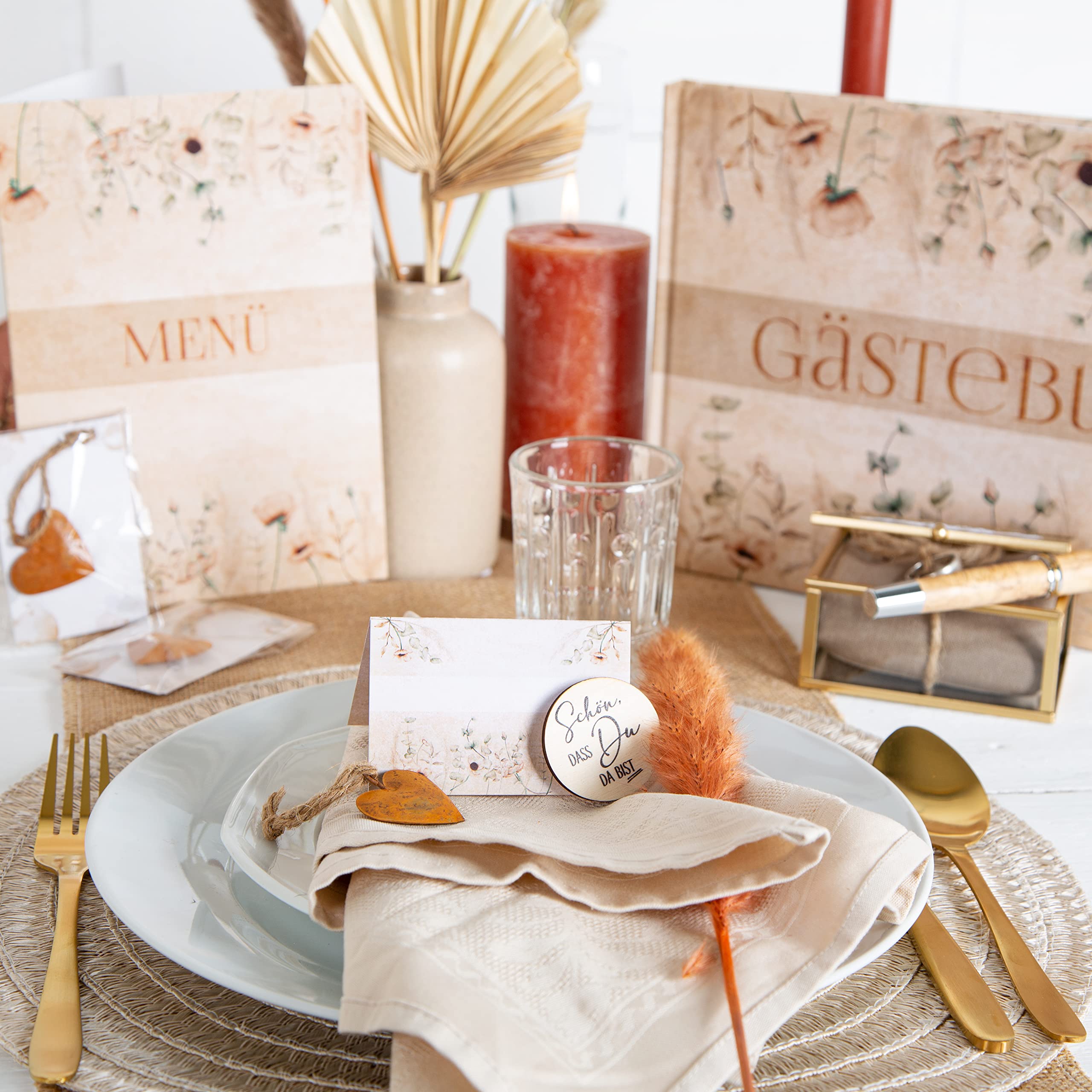 Eummel Menu Blanko Biglietti Menù In Design Boho, 15 Pezzi, DIN A5, Menù Personalizzabili E Biglietti Per Bevande Per Matrimoni E Altre Occasioni, Decorazione Da Tavolo - 2