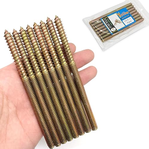 Miniatura 202 de Paquete de 8 pernos de suspensión de 5/16-18 x 4 pulgadas, pernos de doble cabeza de 5/16-18 pulgadas, tornillos de clavija de madera 5/16