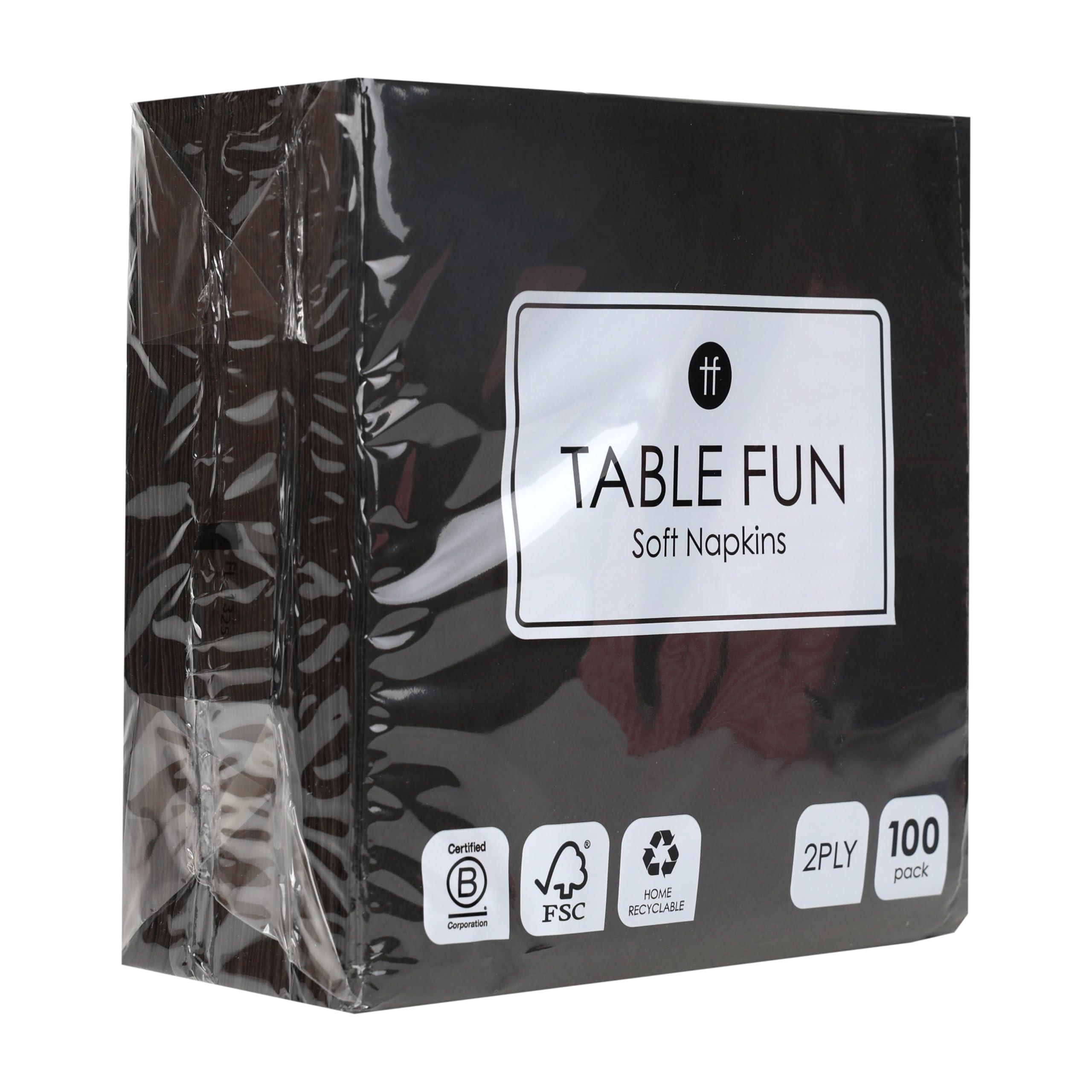 Table Fun 100 x Soft Black Paper Napkins, Disposable Party Serviettes for Birthday, Halloween, Weddings, Wakes, Catering, Recyclable Made in EU, 2ply 33cm