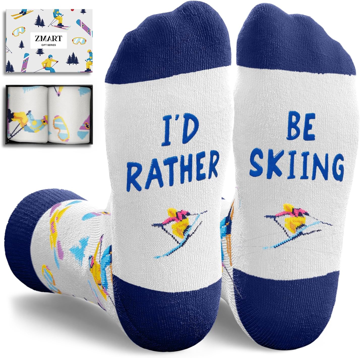 Zmart Funny Snowboarding Youth Socks - Skiing Gifts For Skiers Snowboarders