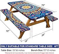 Vista 82 de Play Tailor - Mantel para mesa de pícnic con cubiertas para bancas, impermeable y a prueba de viento con bolsa de cordón, ajustable a mesas y bancas