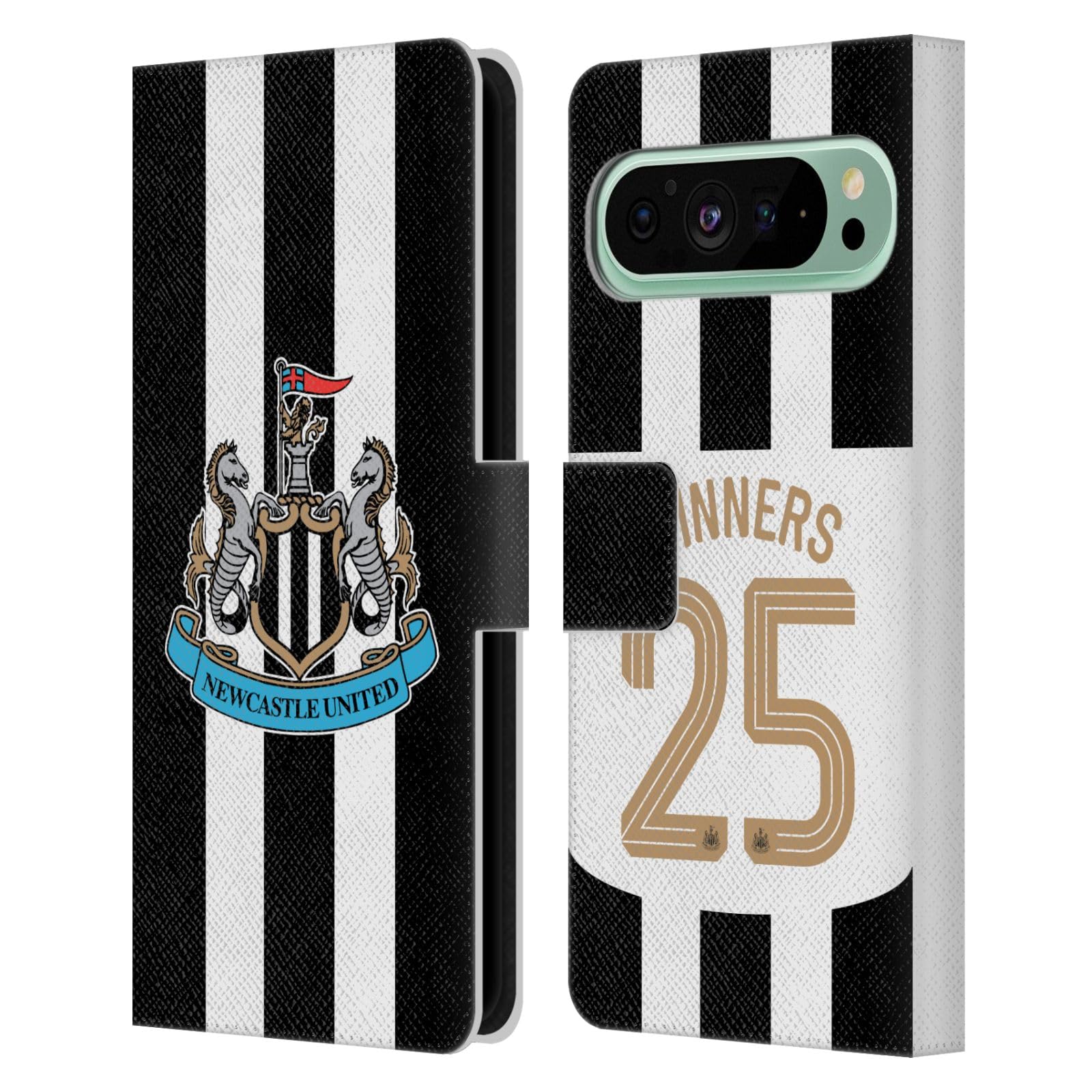 Head Case Designs Officially Licensed Newcastle United Football Club Home Kit 2025 Cup Winners Leather Wallet Case Compatible With Google Pixel 9 Pro XL