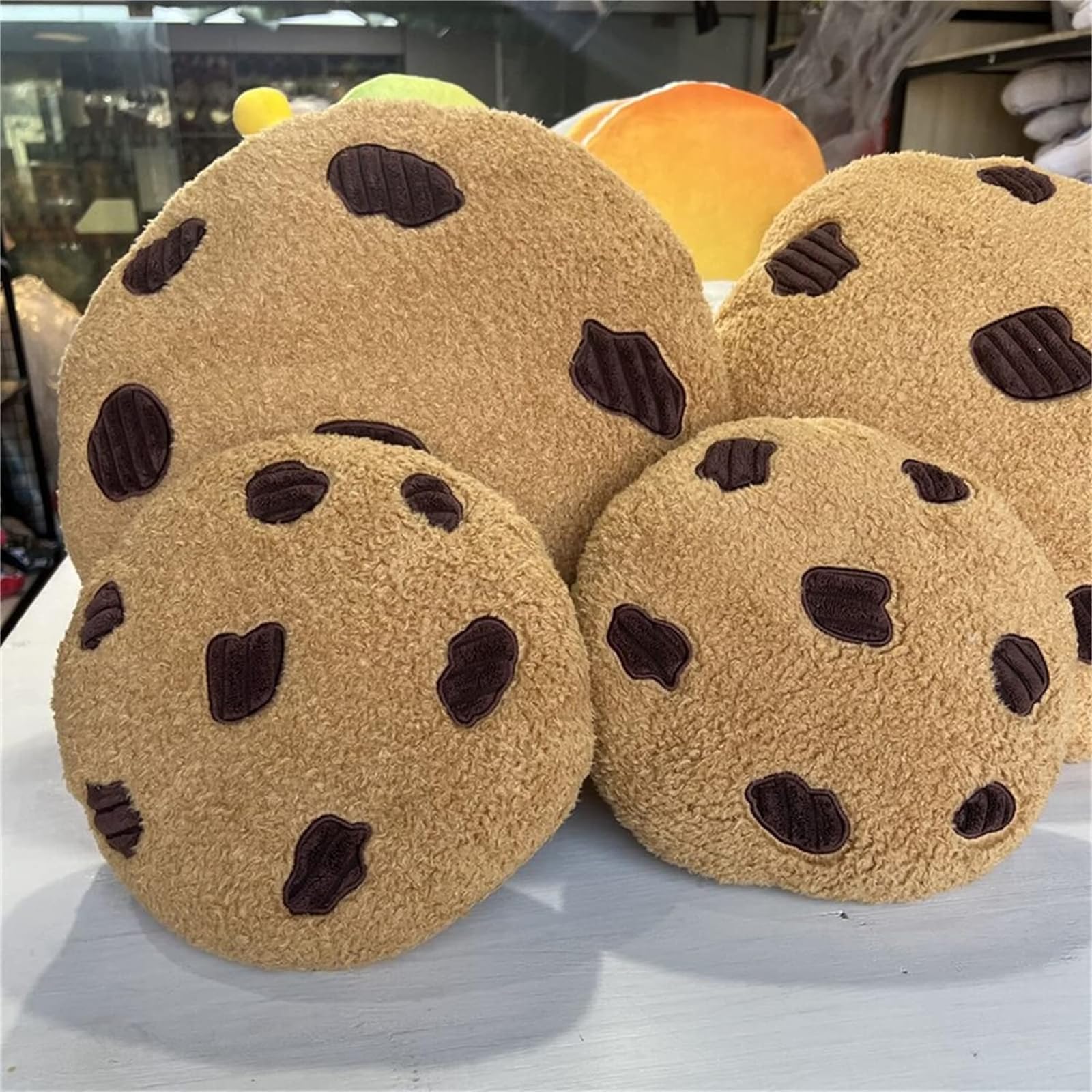 Herfair Cojín de galletas divertido decorativo de felpa, redondo, suave, para suelo, sofá, dormitorio, decoración, regalo