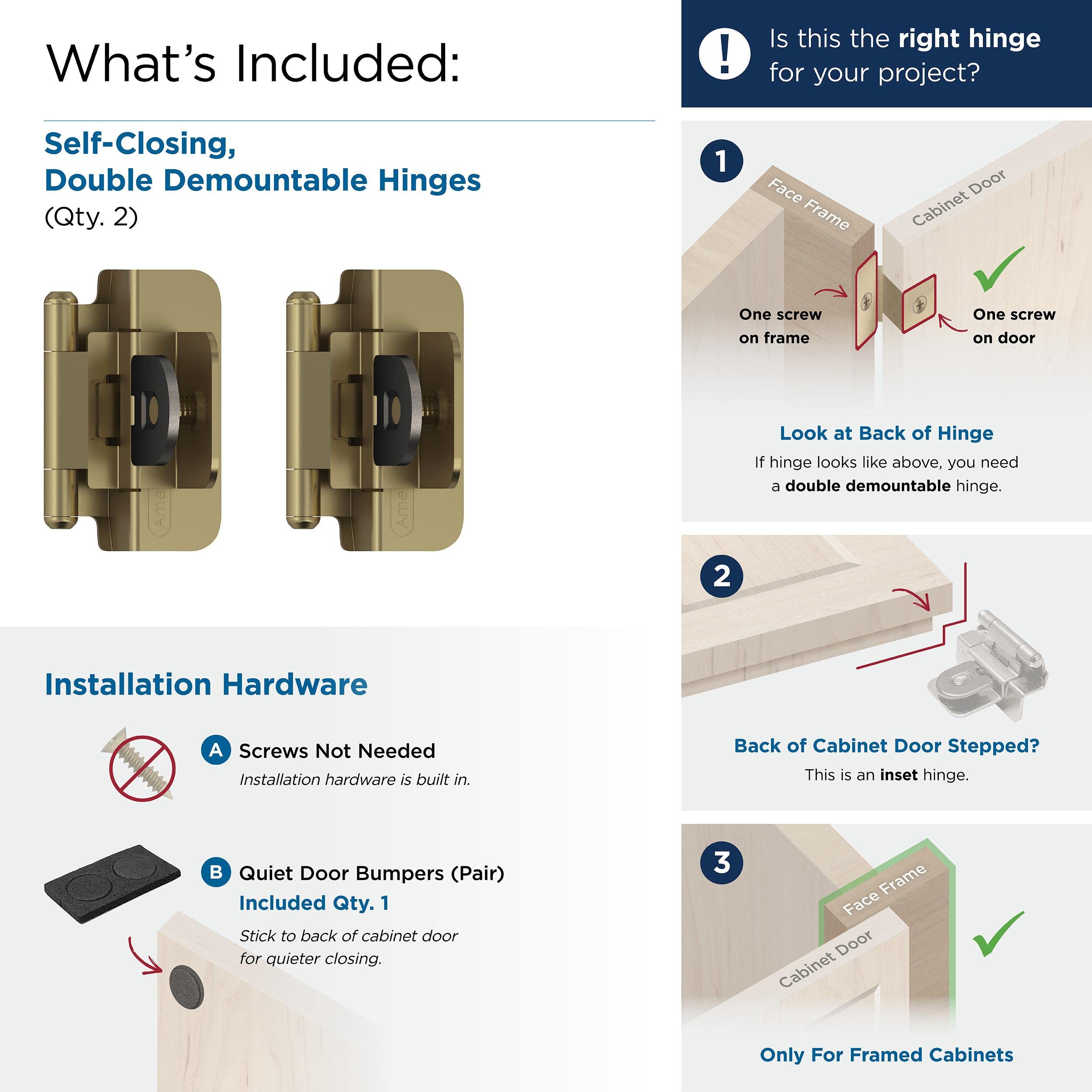 Amerock BPR8700BBZ Hinge, Golden Champagne, 3/8 in. (10 mm) Inset - Image 3