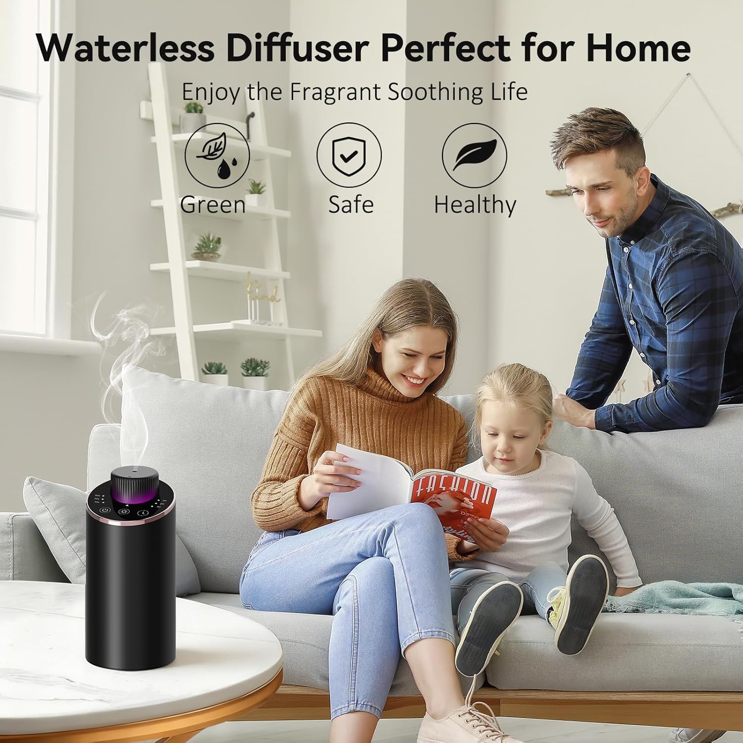 Waterless Essential Oil Diffuser Aromatherapy Scent Diffusers for Home Large Room, Bedroom, Car, Office, Desk, Battery Operated Mini Portable Air Freshener, 3 Countdown Timers & 3 Mist Levels - Image 2