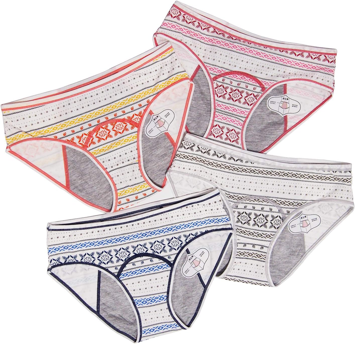 4 Pack Teen Girls Protective Panties Leak Proof Underwear Heavy Flow Women Postpartum Briefs