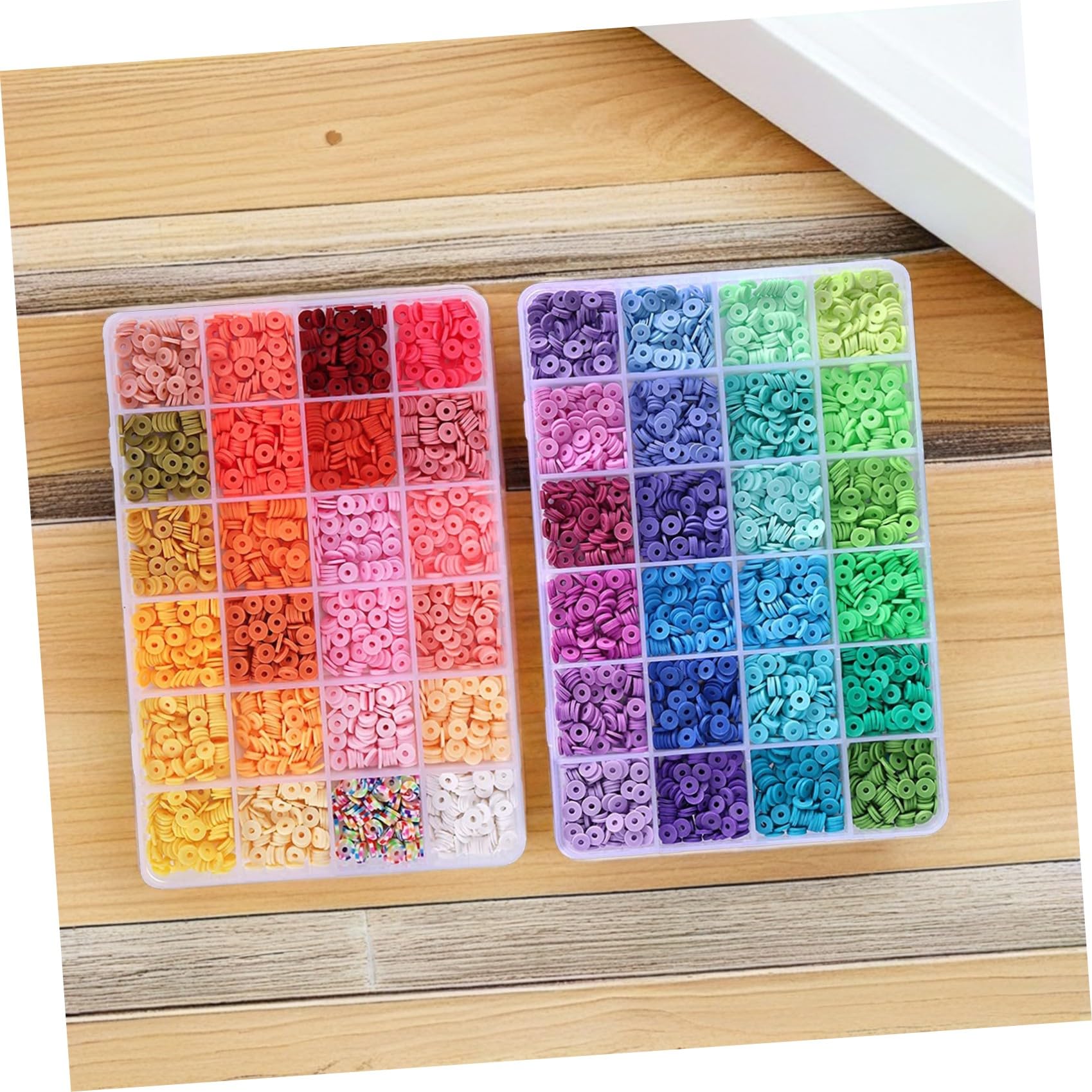 EXAOMBLE Kit Pulseras y Collares DIY para Hacer Cuentas de Arcilla Polimérica Caja de Almacenamiento para Manualidades y Coordinación Visual