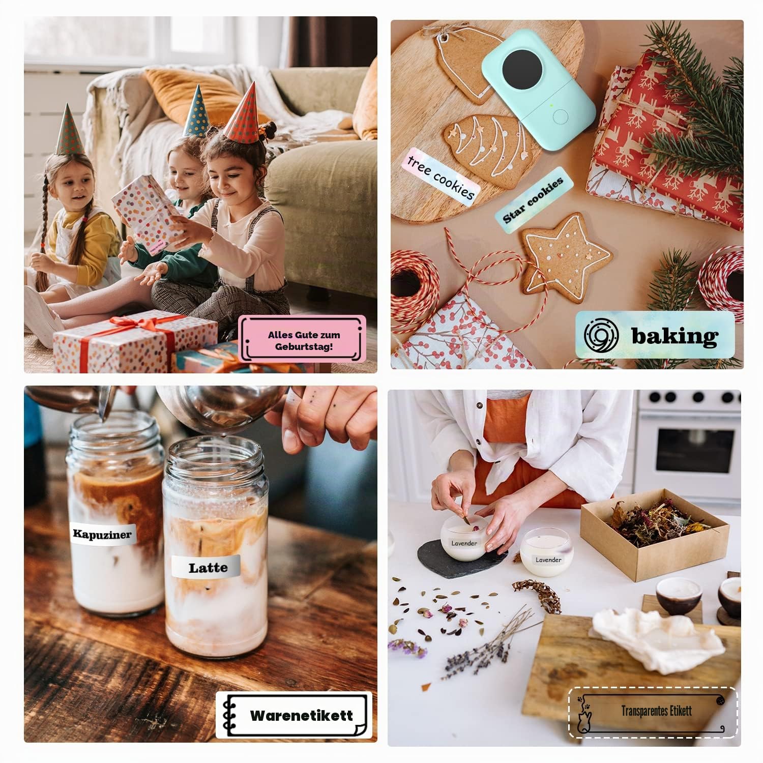 Phomemo D30 Bluetooth Etikettiergerät Beschriftungsgerät Selbstklebend Mini Etikettendrucker,Label Printer mit 3 Rollen etikettenpapier Geschenkbox,Labelmaker Geeignet für Haushalt und Büro - Grün