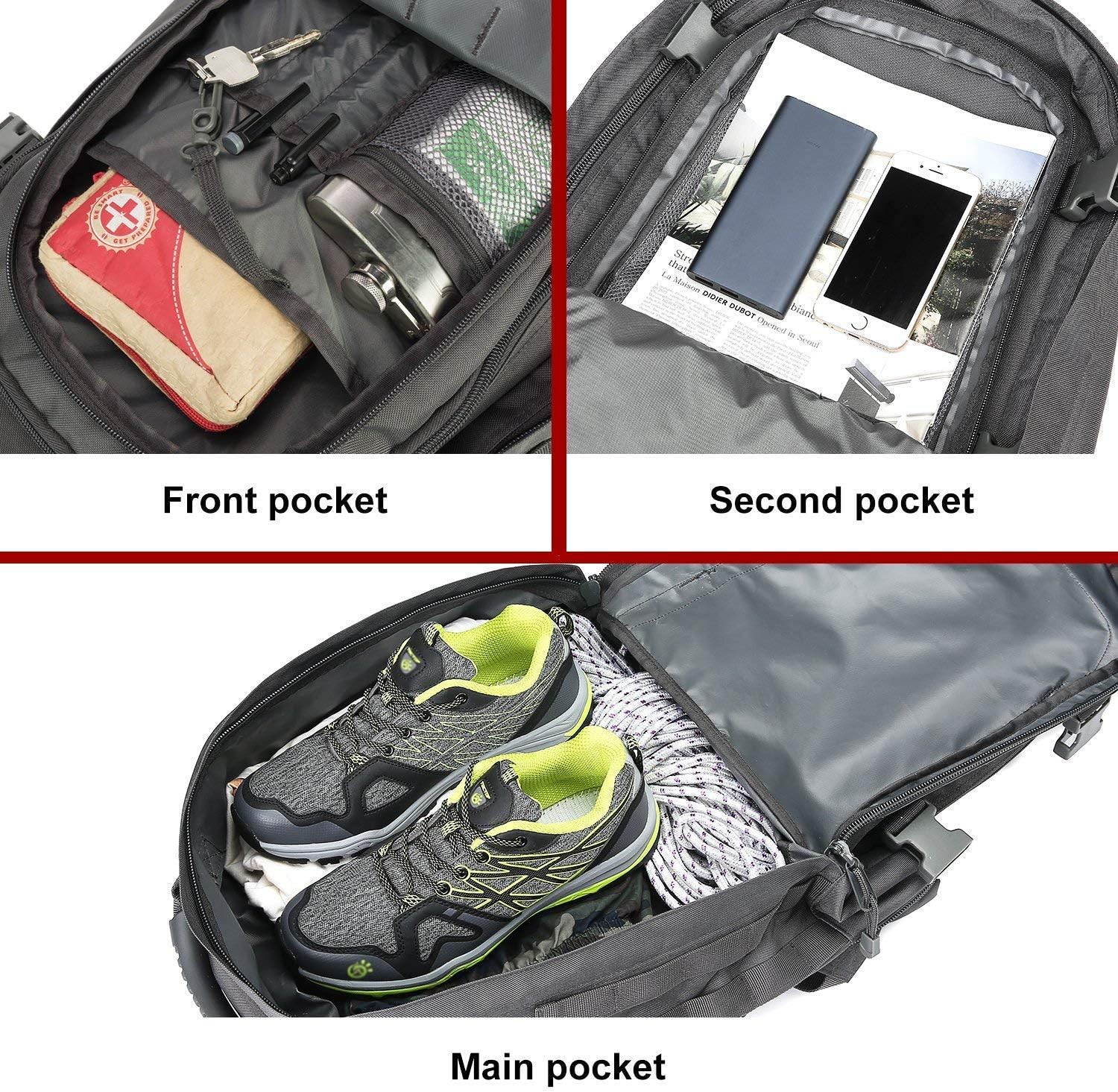 Greencity Laptop Backpacks Tactical 3 Day Expandable Bug Out Bag Classic Case Travel Hiking，Gray