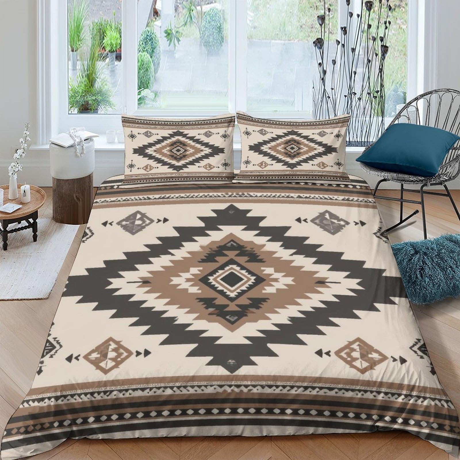 Ctjqhvkz Style-7 3D Printed Ethnic Geometric Fitted Sheet Microfiber Soft Breathable Boho Aztec Mattress Cover Bedroom Dorm Decor Single（135X200cm）