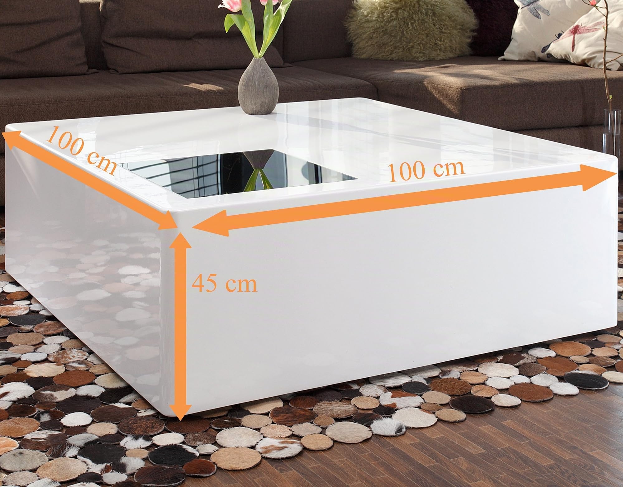 SalesFever Blox Coffee Table White High Gloss MDF 100 x 100 cm