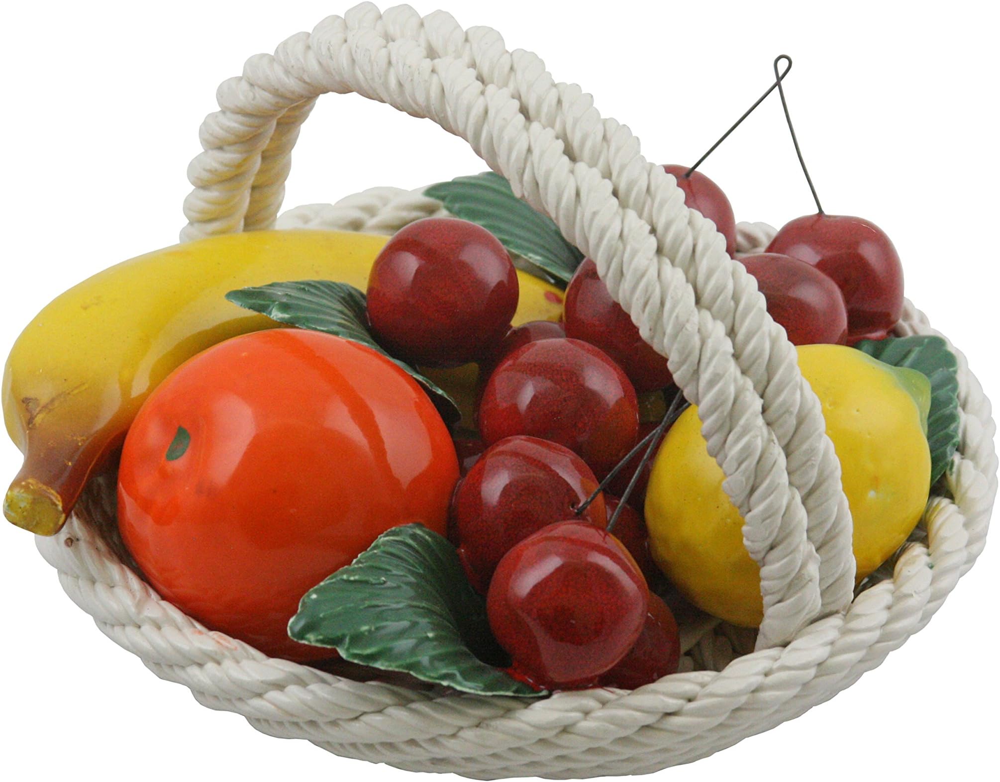 CAPODIMONTE Authentic Italian Round Mini-Mix Fruit Display Basket, Multicolor