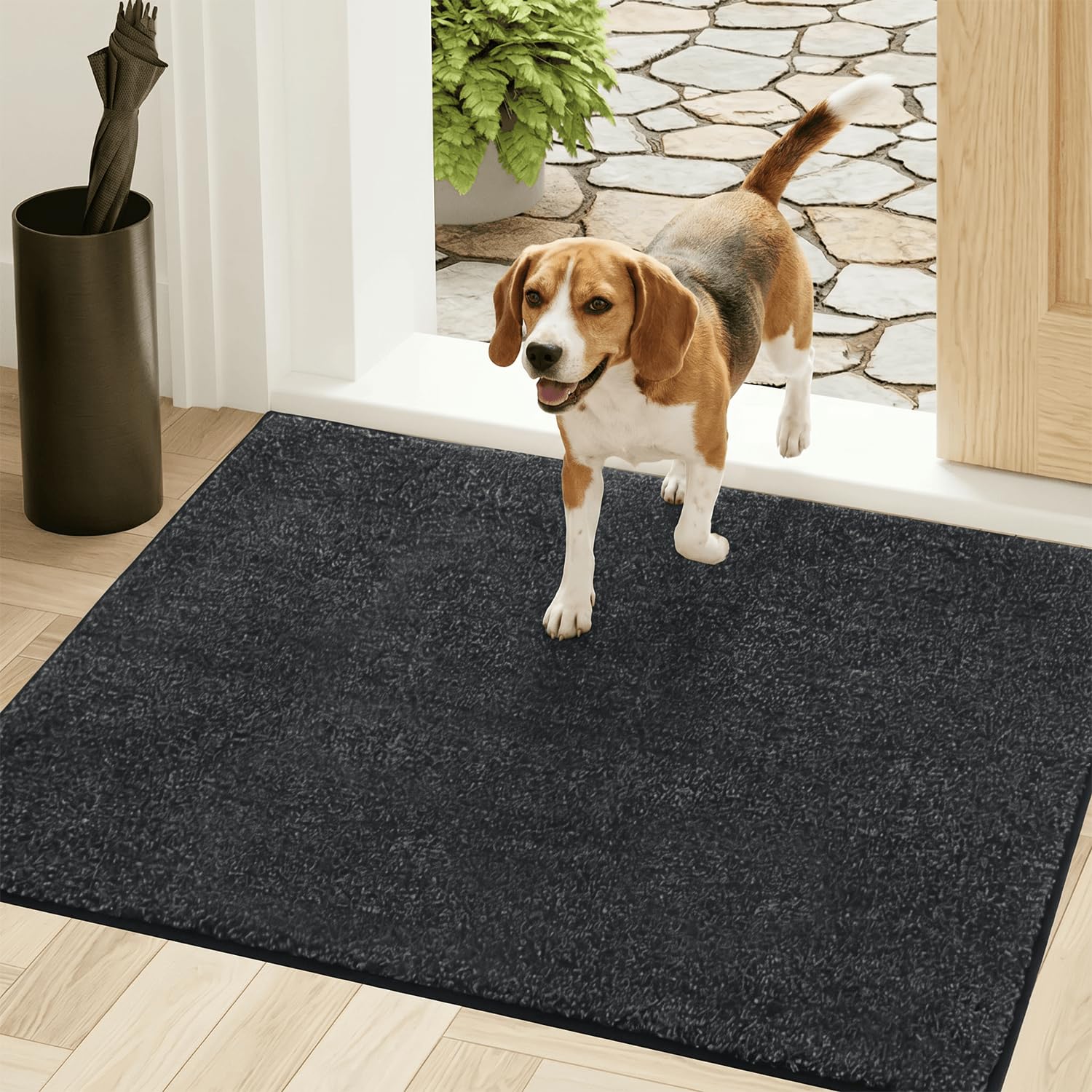 Oiilores Dirt Trapper Door Mat Indoor 60 x 90 cm, Washable Entry Rug, Inside Doormats for Entryway, Non-Slip, Super Absorbent Dog Mats for Muddy Paws, Pets, Charcoal