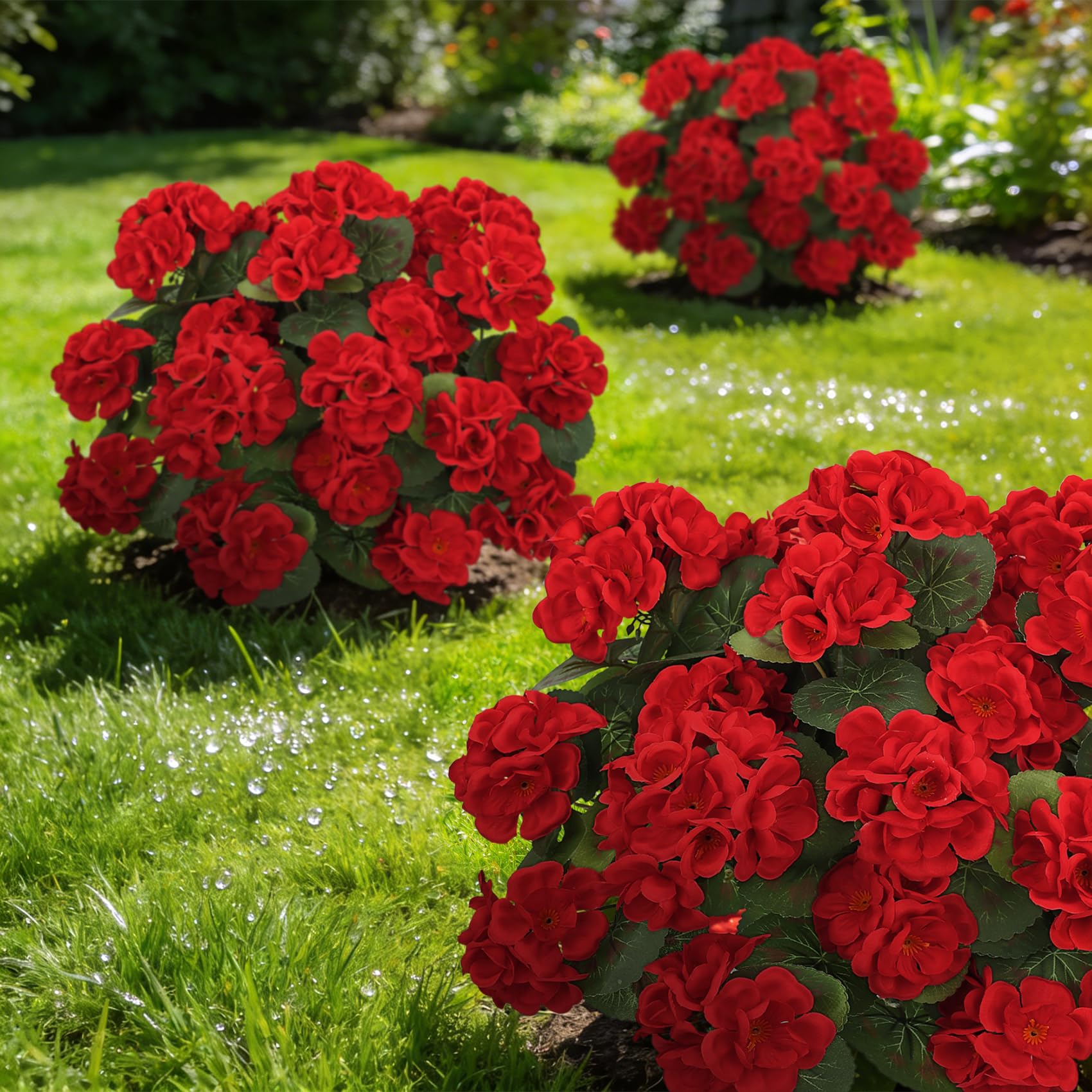 Künstliche Blumen 6 Bündel Geranien Künstliche Pflanzen Kunstblumen Wie Echt Seidenblumen im Freien und Innen, UV-beständige Kunstpflanze Outdoor Wetterfest für Draußen Balkon Garten Tisch
