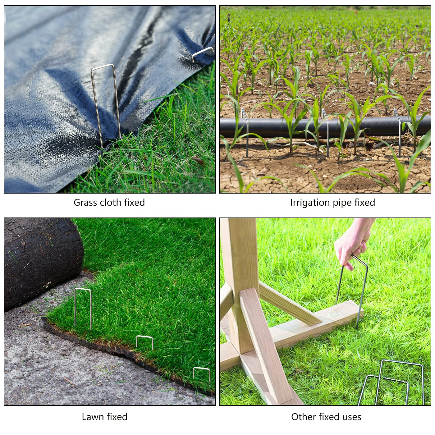 Lot De 10 Piquets D'Ancrage Jardin Galvanisés 150 Mm - Piquets En U Acier Pour Tissu Anti-Mauvaises Herbes Et Bâches