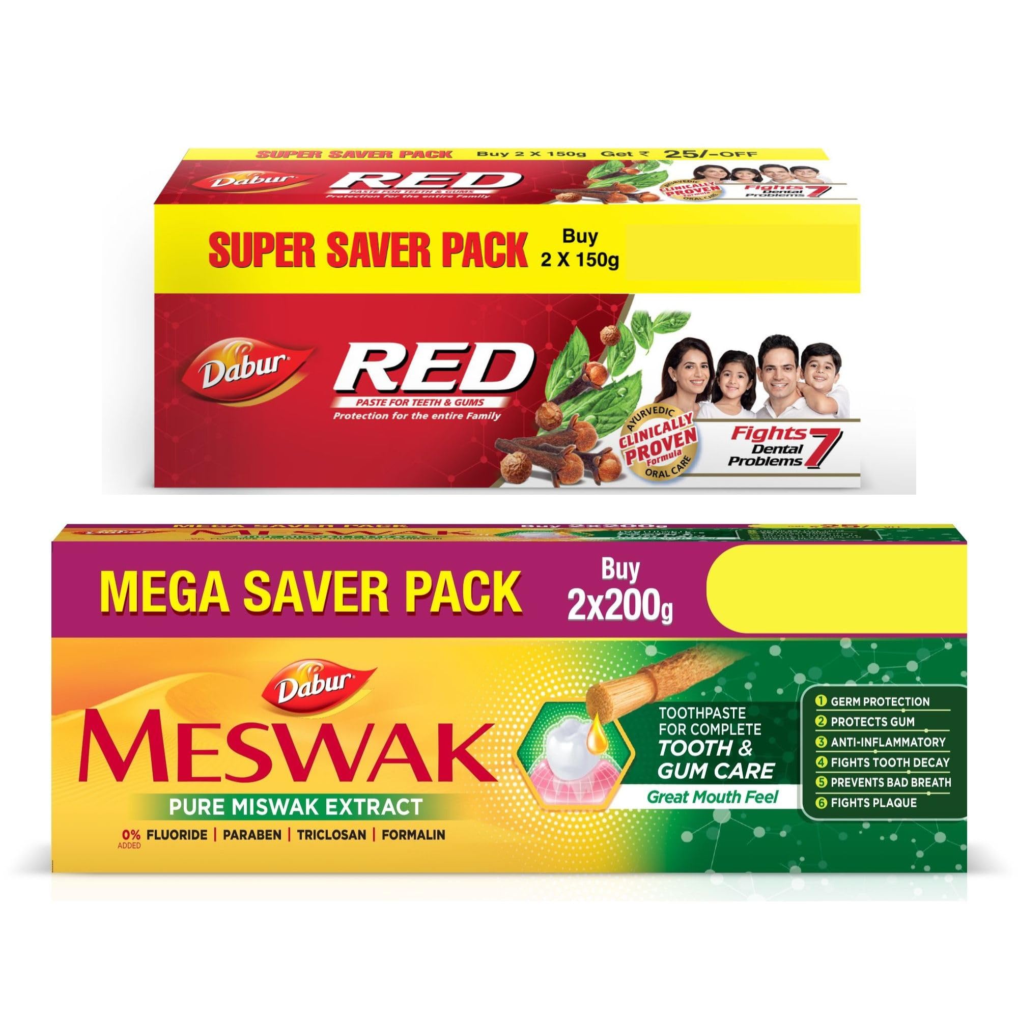 Dabur Red Paste 300g & Dabur Meswak Complete Oral Care Toothpaste - 400g | Supersaver Combo Pack (B0C52XY9K7) Amazon Price History, Amazon Price Tracker
