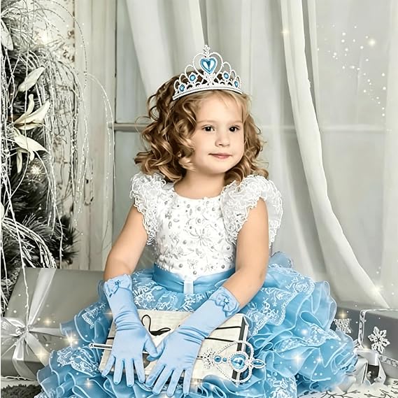 Orgrimmar Princess Dress Up Set Accessories Presents for Kids Girls | Children Princess Tiaras Set Crown Wand Gloves Necklace Earrings