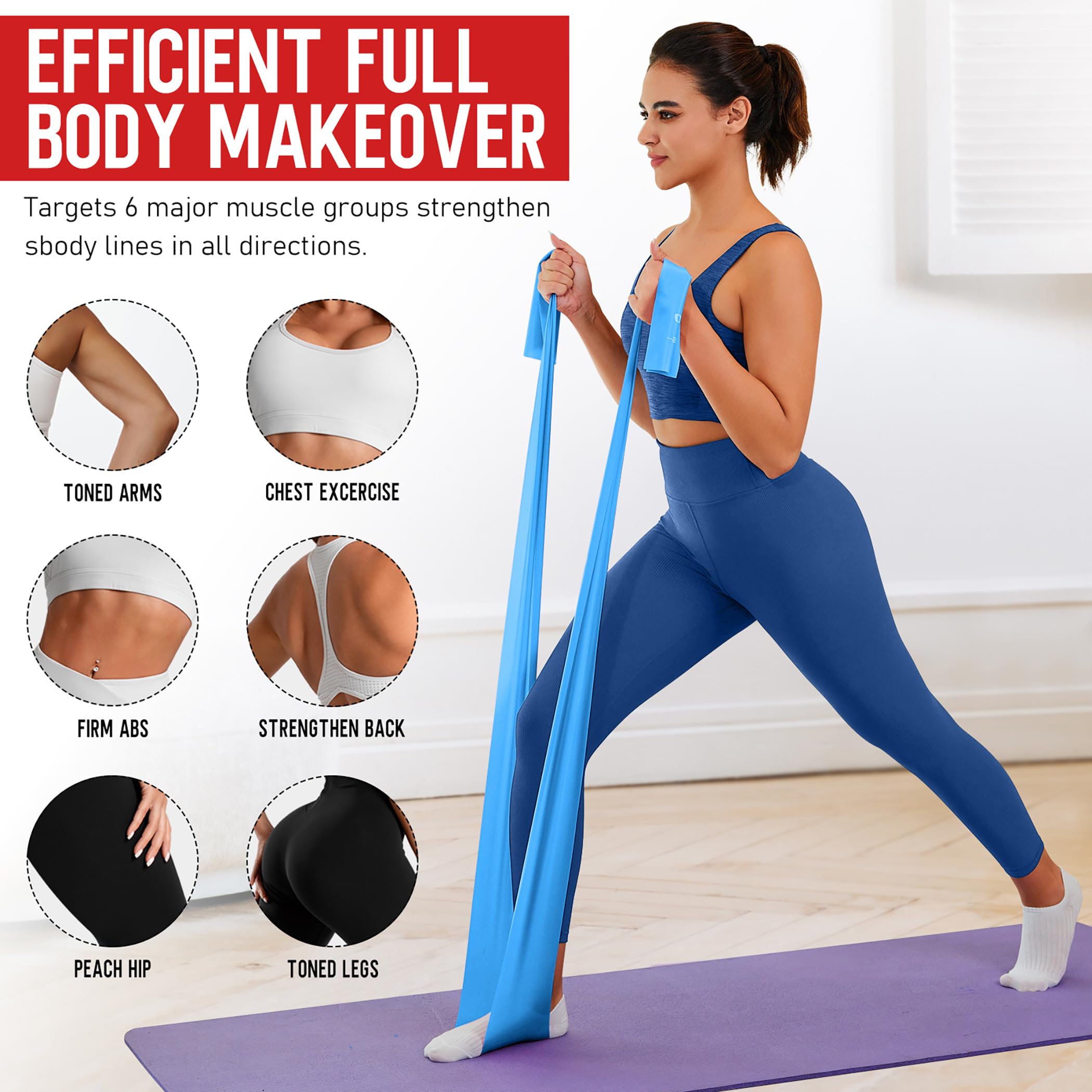Bandas de resistencia para entrenamiento, bandas de ejercicio, banda de terapia física para ejercicio en casa, entrenamiento, entrenamiento de fuerza, yoga, pilates, rehabilitación, gimnasio, banda