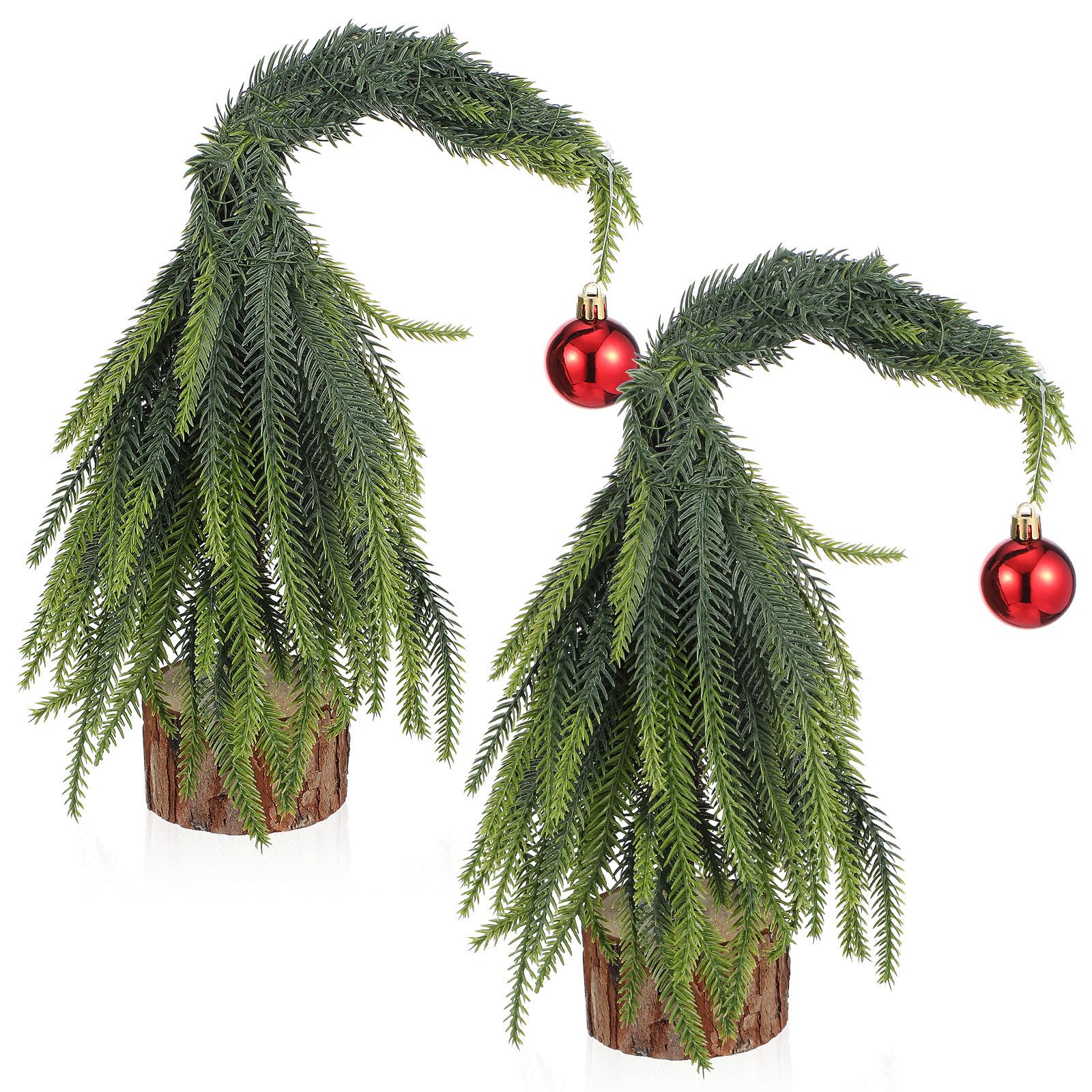 NUOBESTY 2 Pièces Mini Sapin de Noël de Table Vert 30cm, Base en Bois,