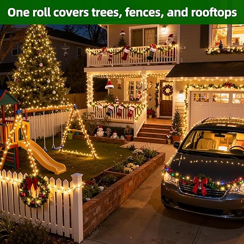 Miniatura 2 de Guirnalda de 1500 luces led navideñas, de 470 pies, 12 modos, con temporizador, regulable, impermeable, para árboles, vallas, jardines, Navidad,