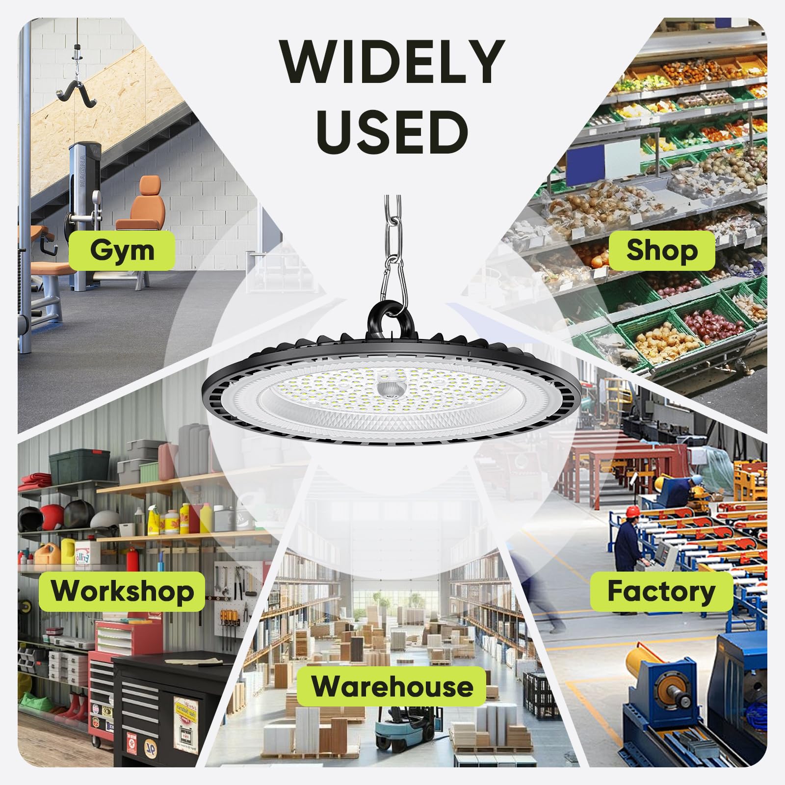 6 Pack 100W Faretto LED UFO, 15000LM 6000K Super Luminose Bianco Freddo LED Industriale Faretto, IP65 Impermeabile Lampada Officina, Lampada LED per Garage, Magazzini, Fabbrica, Stadio Coperto