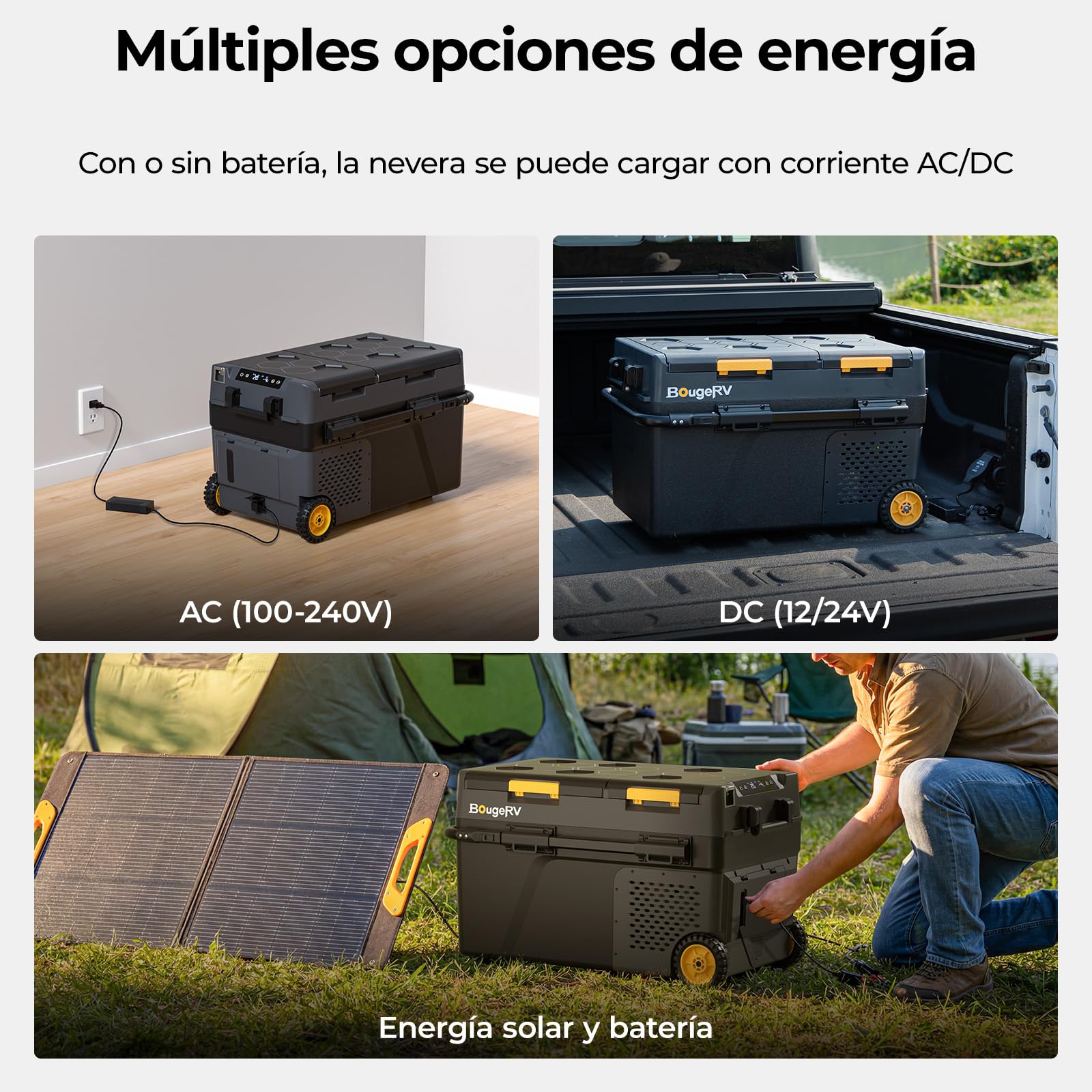BougeRV CRD2 V2.0 49L Nevera Coche Freezer Doble Puerta Doble Zona Compresor Ruedas Asa 12V 24V 230V Frigorífico Camping Eléctrico App IPX4, -20℃~20℃ (Novedad 2026)