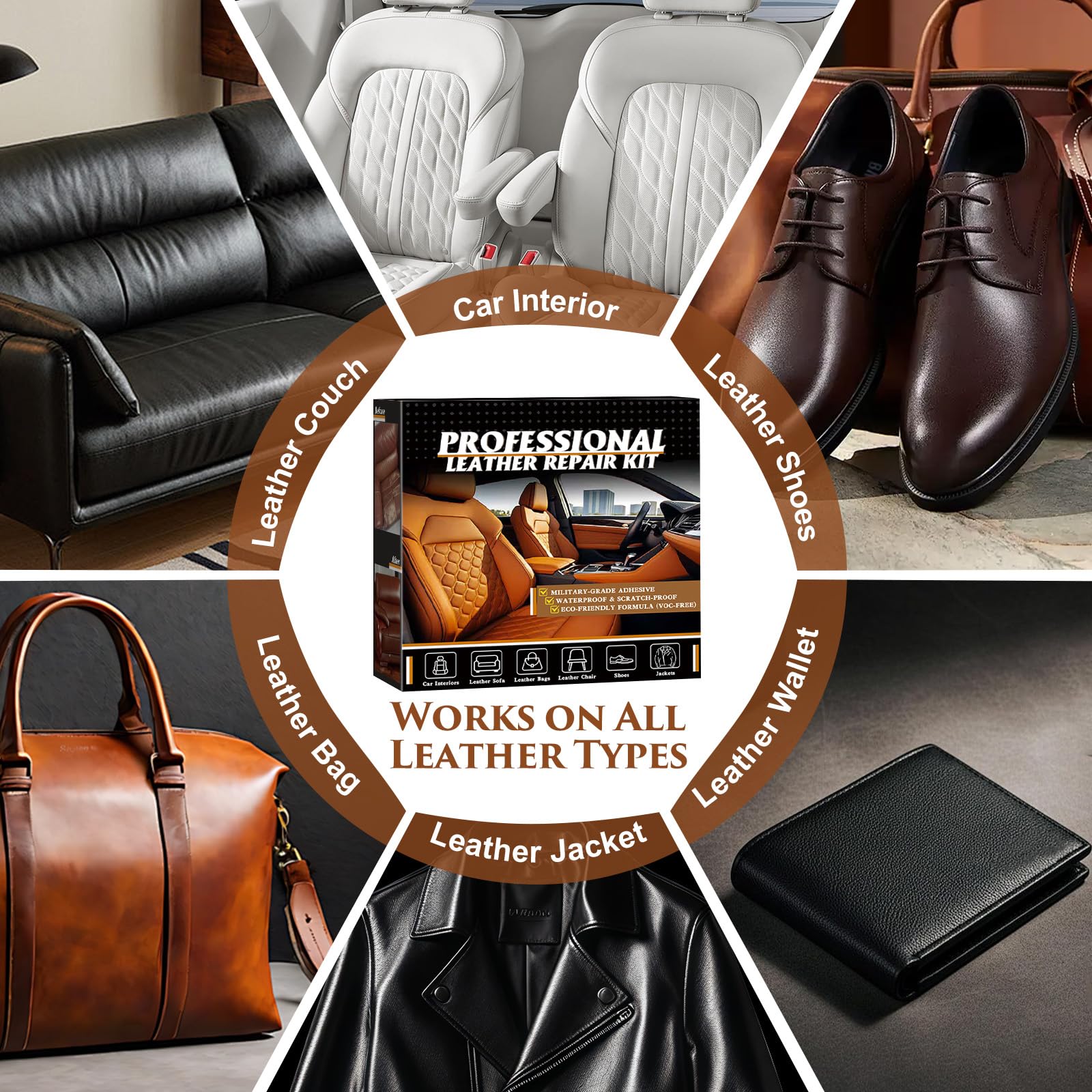 Leather Repair Kit for Furniture, Car Seats, Sofa, Jacket, and Purse, Vinyl Repair Kit with Super Easy Instructions to Match Any Color, Restore Any Glossy Leather Surface — view 8