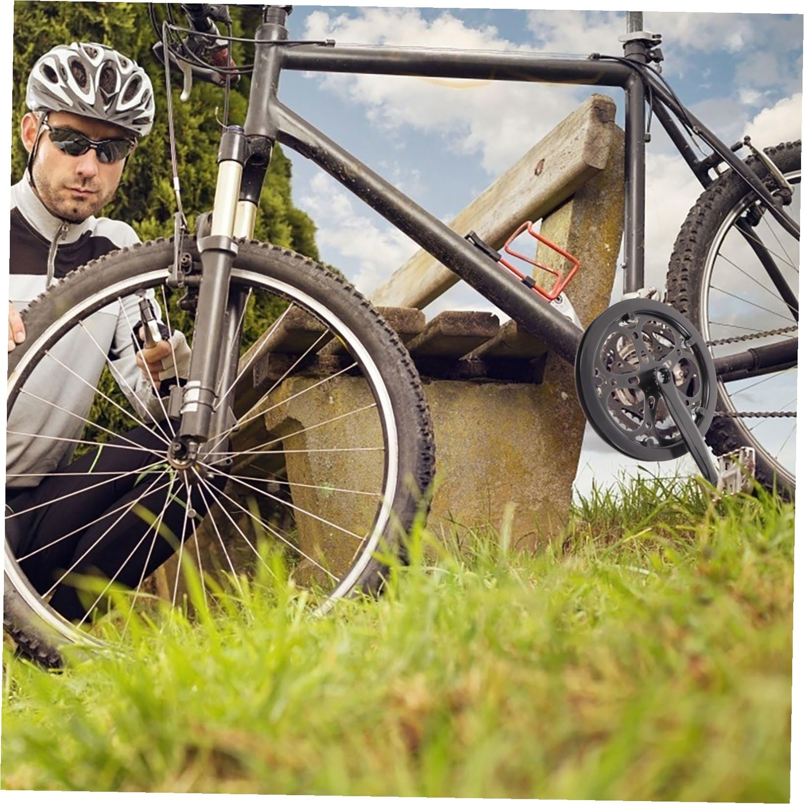STOBAZA Guarnitura Singola Nero in Ferro per Bici Corona 52 Denti Facile da Installare, Lunghezza Pedivella 170mm, Accessorio di Ricambio per Biciclette