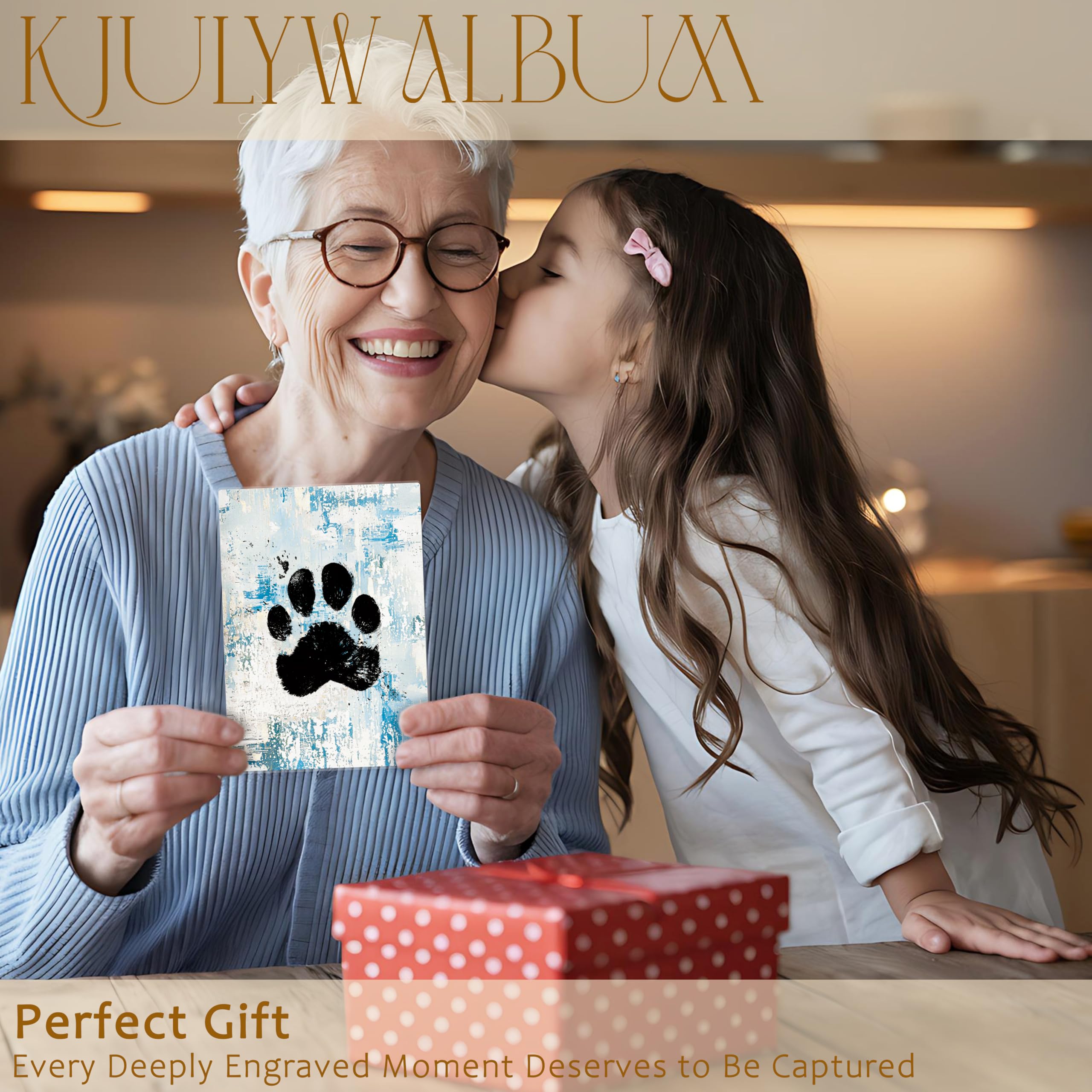 Álbum de fotos de perro de 4 x 6 pulgadas, regalos para amantes de los perros, diseño abstracto azul, pequeño álbum de fotos para 18 bolsillos, con capacidad para 36 fotos, álbum de fotos para