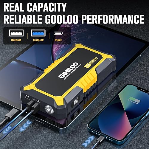 Miniatura 3 de GOOLOO Paquete de baterías de arranque de coche GP2000 de 2000A (hasta 8.0 L de gas, motor diesel de 6.0 L), cargador de batería de coche de 12 V,