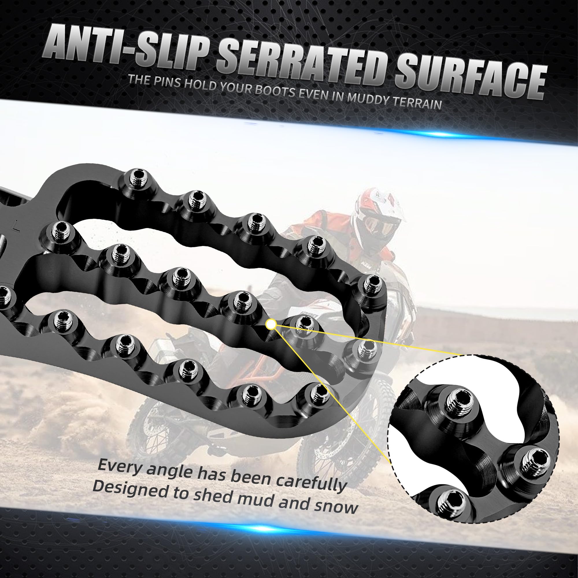 Pedane in alluminio Pedalini Pedali Poggiapiedi Compatible with KTM 690 Enduro/R 2008-2022,790 Adventure/R, 890/950 Adventure, 1190 Adventure R 2014-2016, vedi montaggio nero