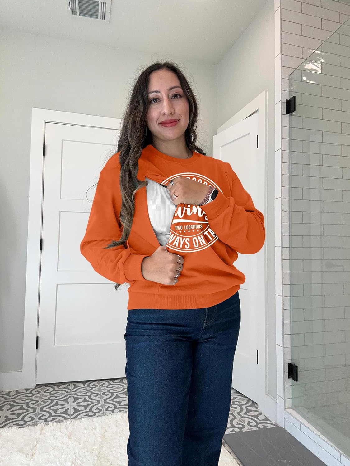 UNIQUEONE Women Nursing Sweatshirts for Breastfeeding - Friendly Zipper Maternity Sweater Long Sleeve Mama Pullover Tops - Image 2