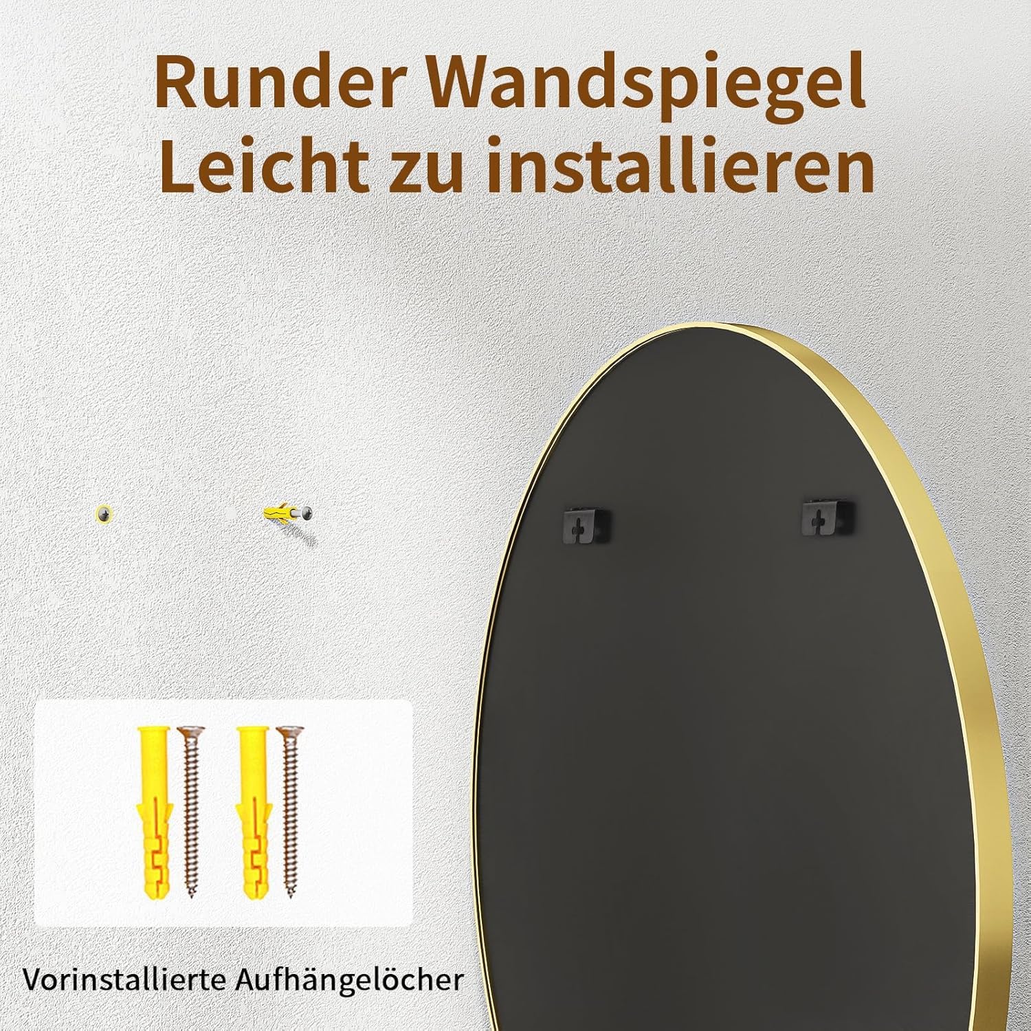 Espejo Redondo 76 cm – Espejos de Pared Moderno con Marco de Aluminio, Espejos Decorativos de Pared para Baño, Dormitorio, Salón y Recibidor, Fácil de Colgar