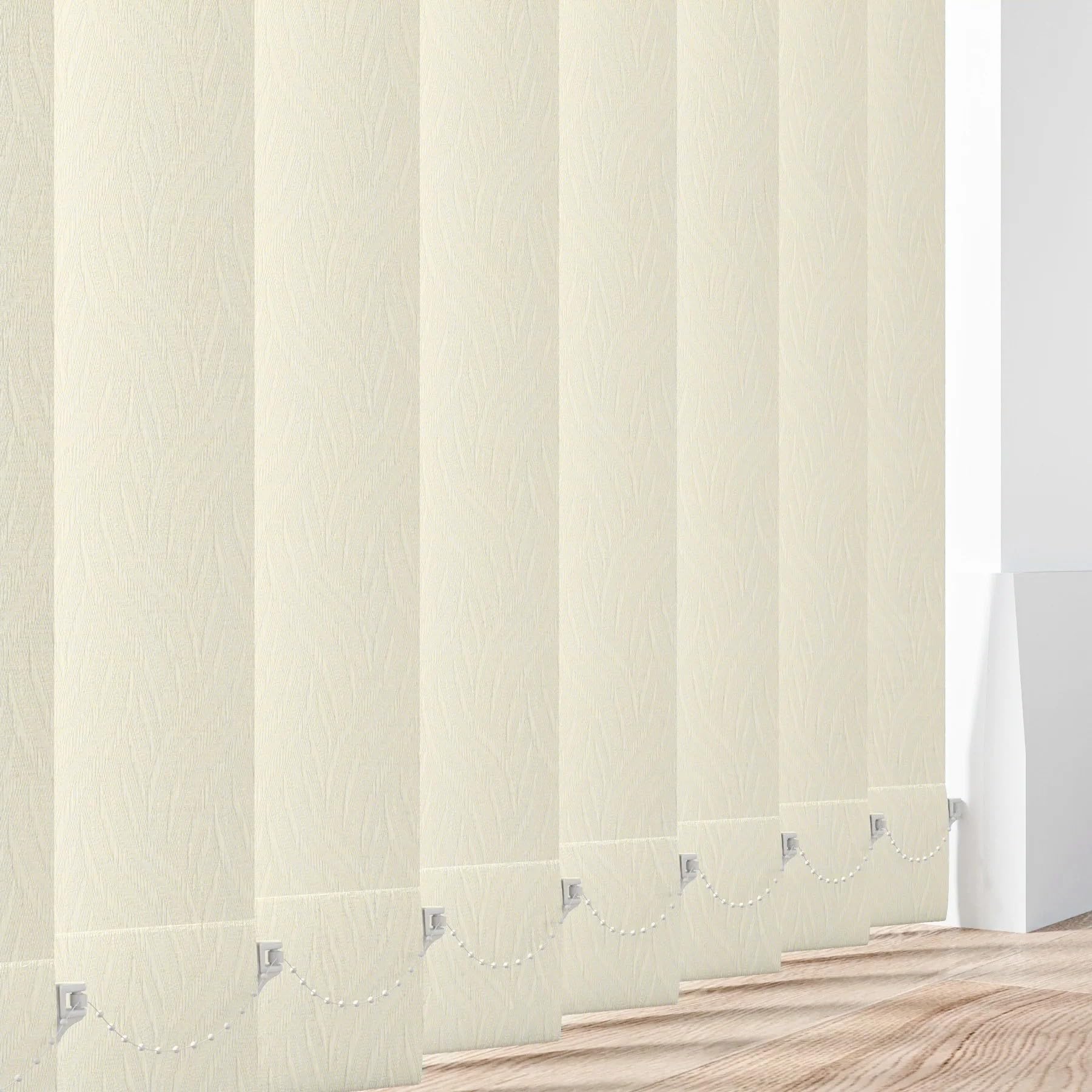 Winzow Marina Ivory Made To Measure Vertical Blinds Slats - Fabric 89Mm(3.5") Wide Louvres - Replacement Slats For Windows & Conservatory Blinds With Weights And Chains - Colour Options (Marina Ivory)