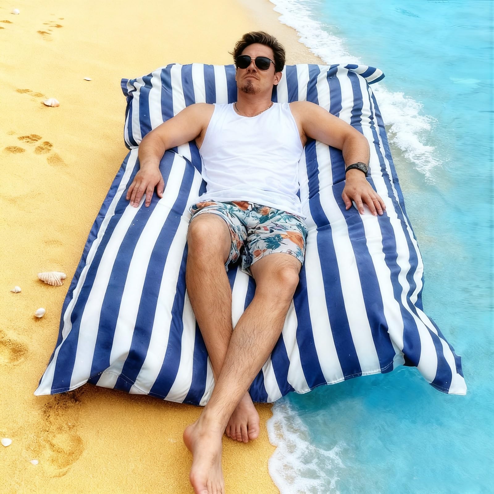 SXBCyan 140x180cm Floating Bean Bag Cover for Swimming Pool with Inner Liner No Filler -Reusable Bean Bag for Swimming- Floating Bean Bags Pouf Cover